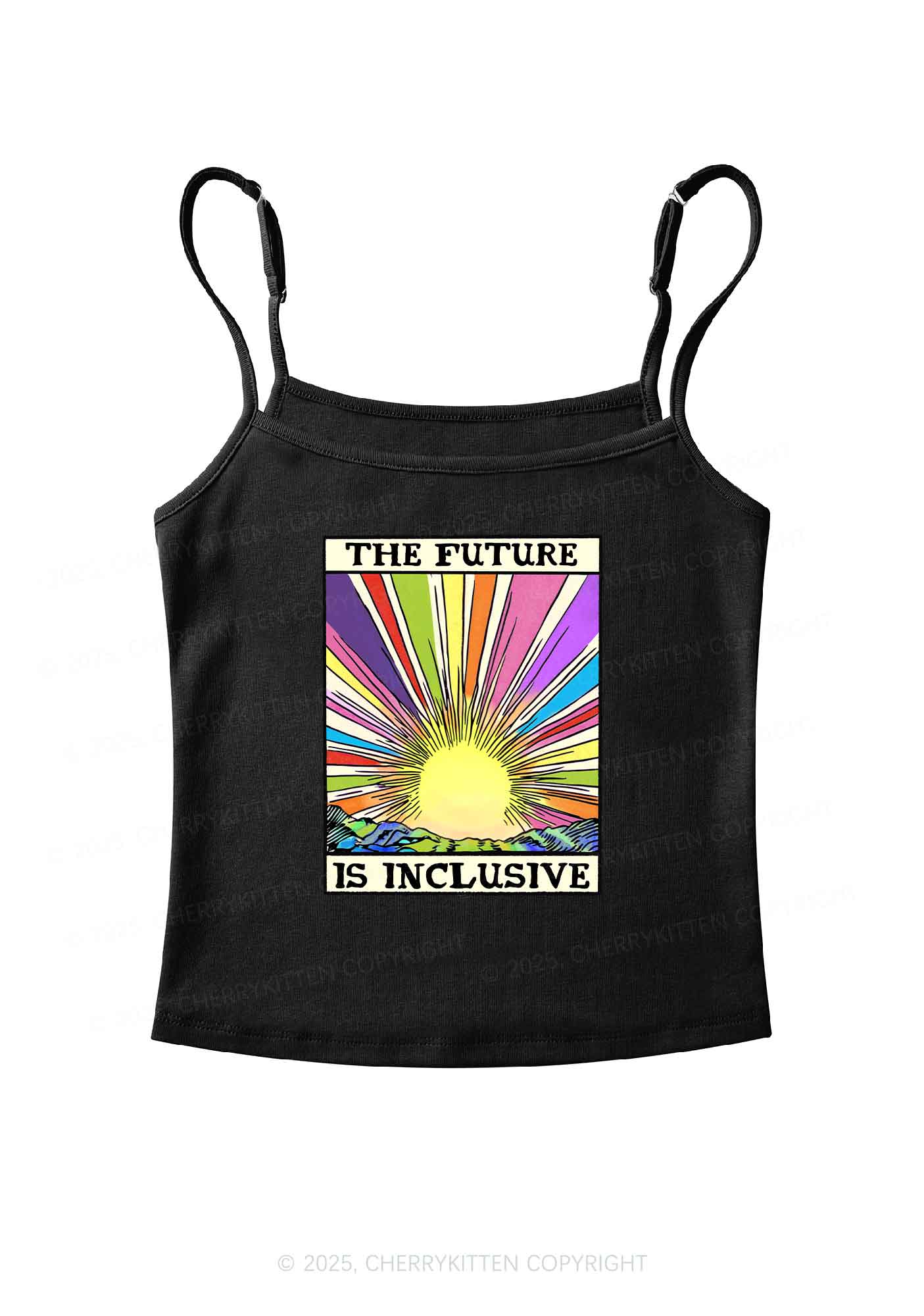 The Future Is Inclusive Pride Y2K Spaghetti Strap Cami Cherrykitten - Image 3