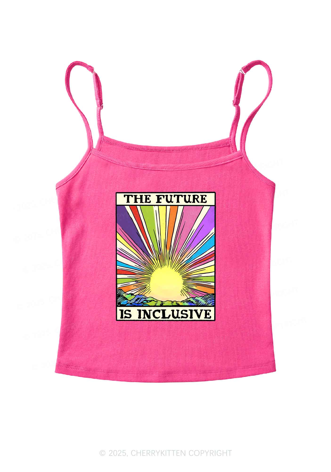 The Future Is Inclusive Pride Y2K Spaghetti Strap Cami Cherrykitten - Image 4