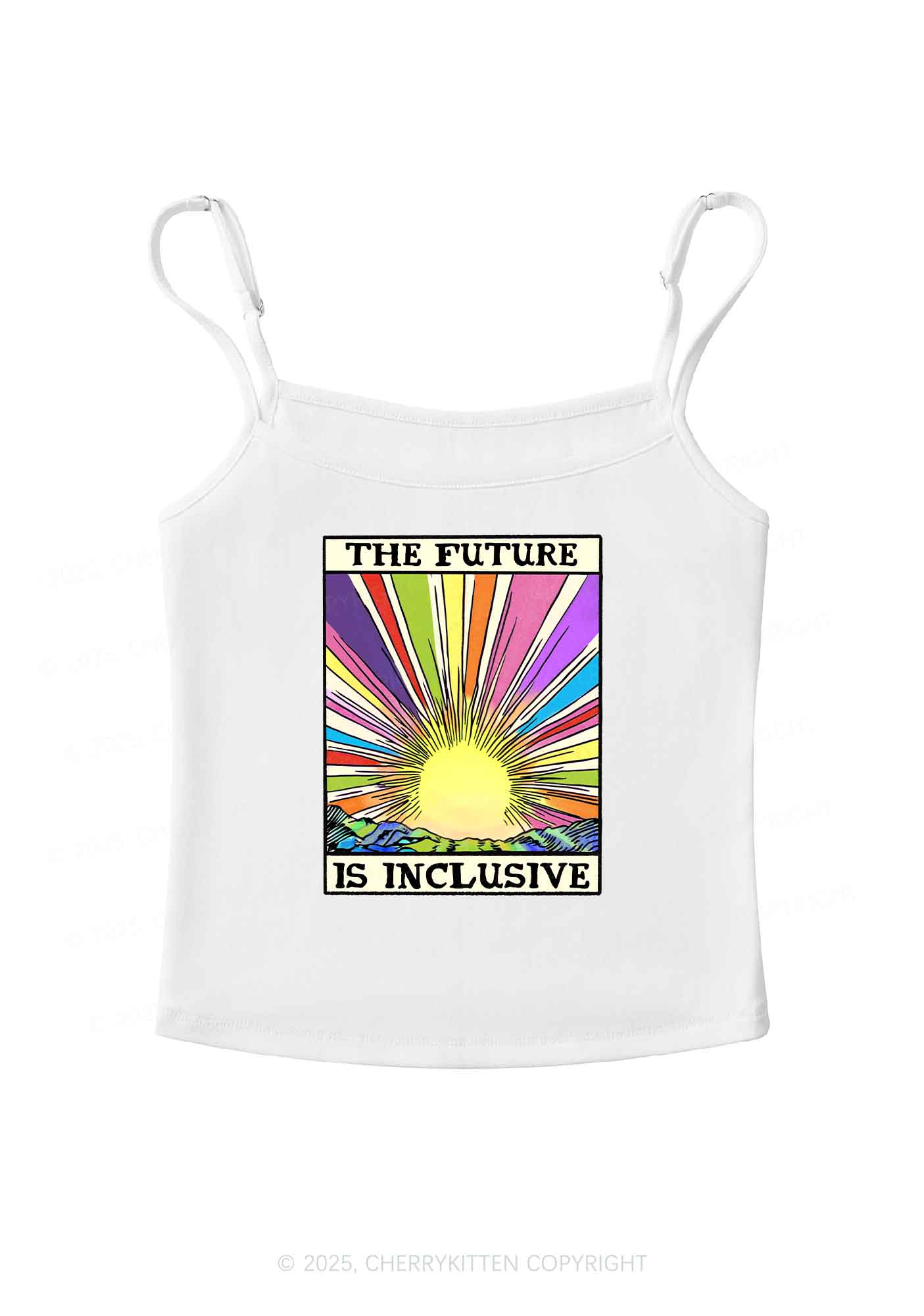 The Future Is Inclusive Pride Y2K Spaghetti Strap Cami Cherrykitten - Image 5