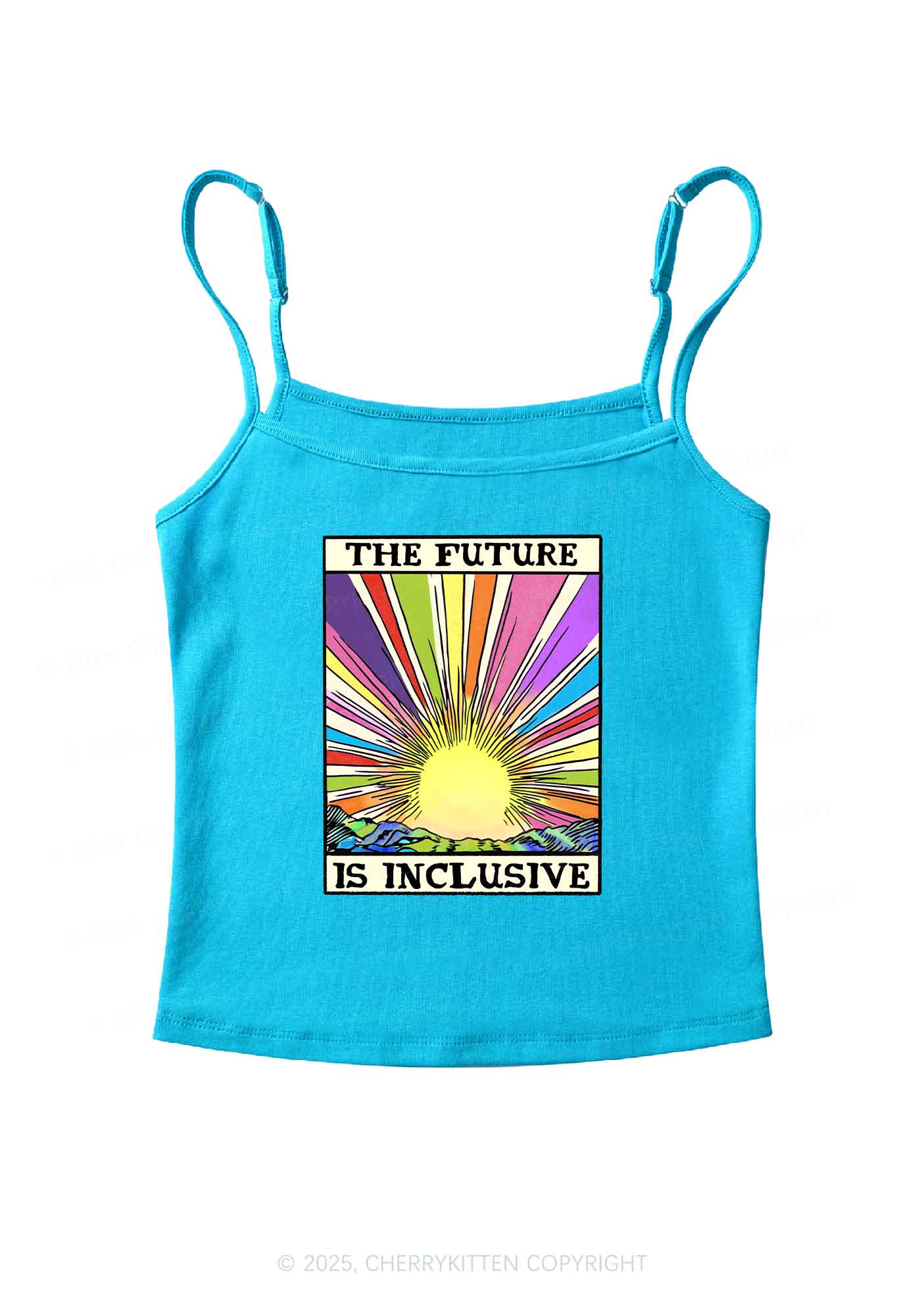 The Future Is Inclusive Pride Y2K Spaghetti Strap Cami Cherrykitten - Image 6