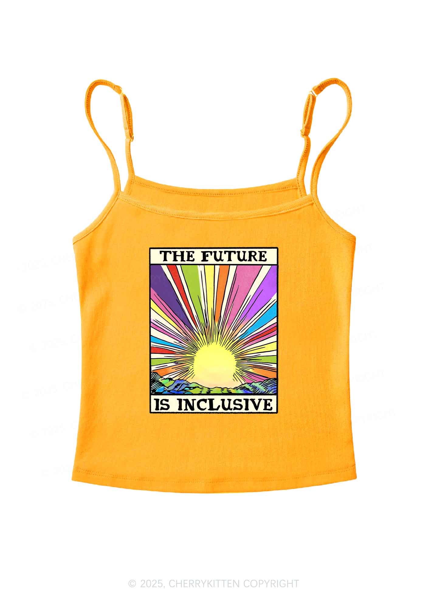 The Future Is Inclusive Pride Y2K Spaghetti Strap Cami Cherrykitten - Image 7