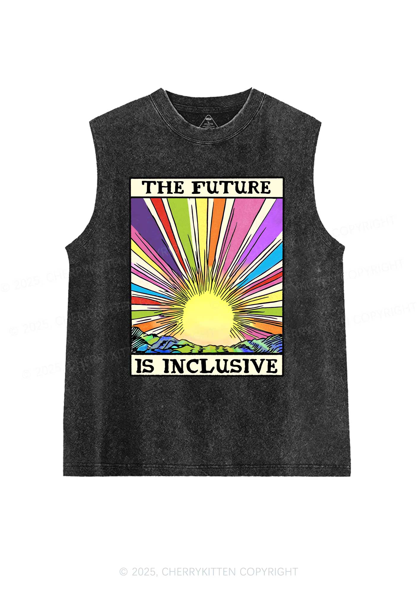 The Future Is Inclusive Pride Y2K Washed Muscle Tank Cherrykitten - Image 3