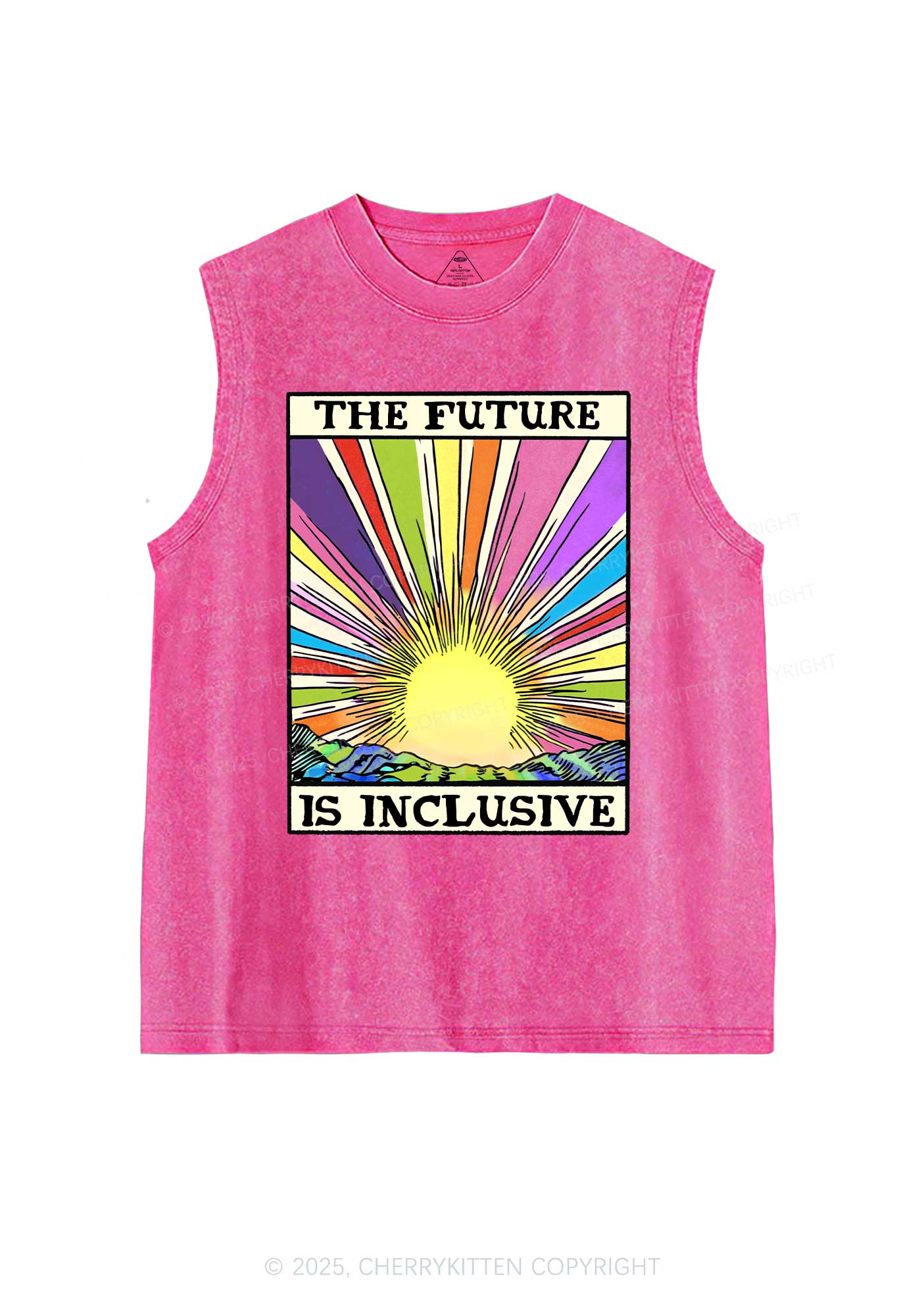 The Future Is Inclusive Pride Y2K Washed Muscle Tank Cherrykitten - Image 4