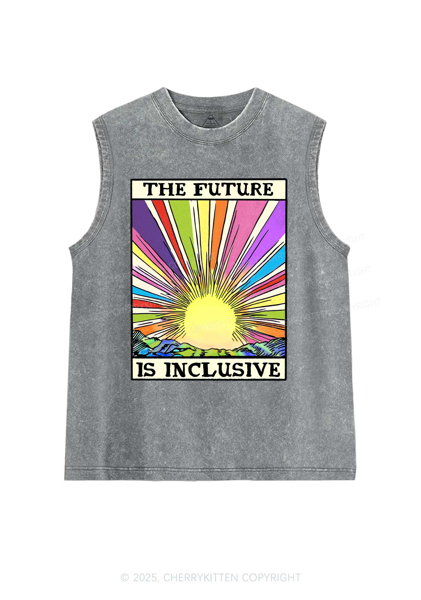 The Future Is Inclusive Pride Y2K Washed Muscle Tank Cherrykitten - Image 5
