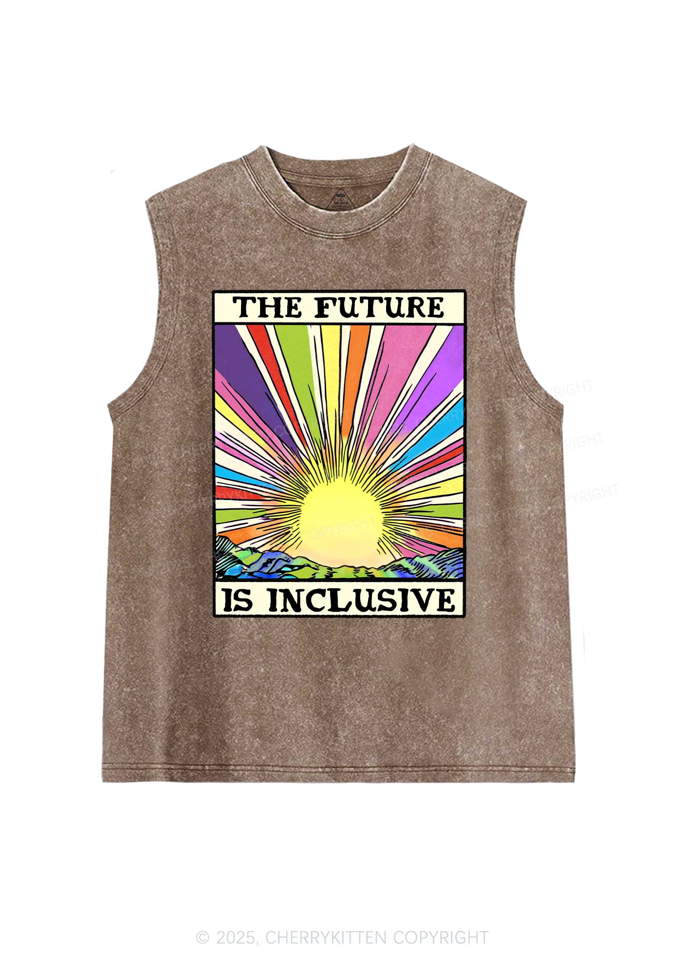 The Future Is Inclusive Pride Y2K Washed Muscle Tank Cherrykitten - Image 6