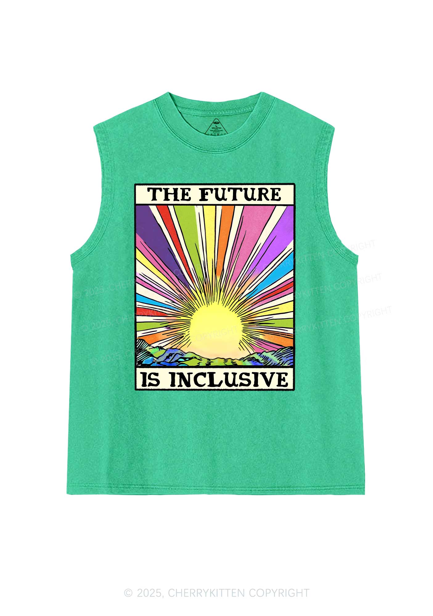 The Future Is Inclusive Pride Y2K Washed Muscle Tank Cherrykitten - Image 7