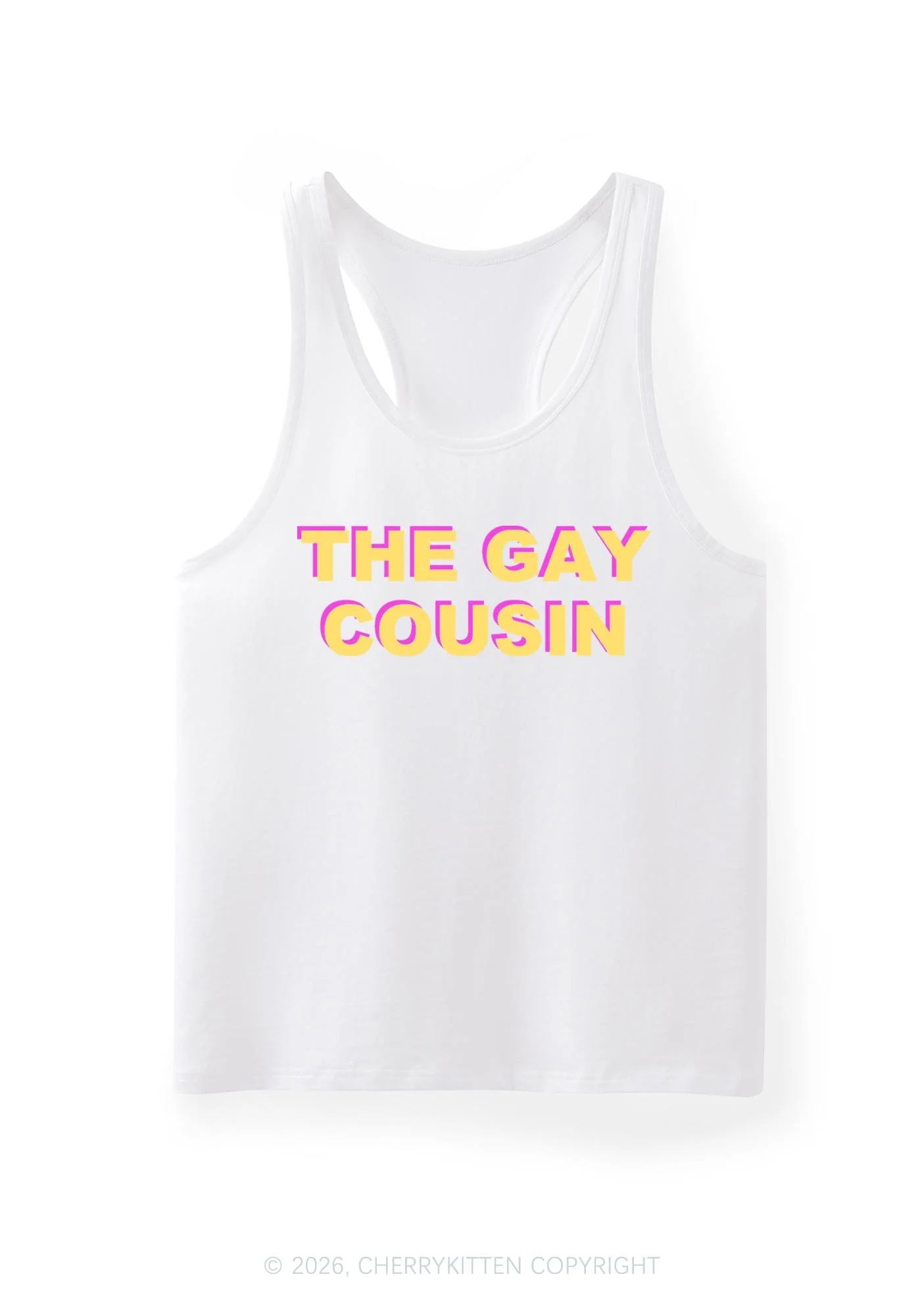 The Gay Cousin Pride Y2K Men Racerback Tank Top Cherrykitten - Image 4
