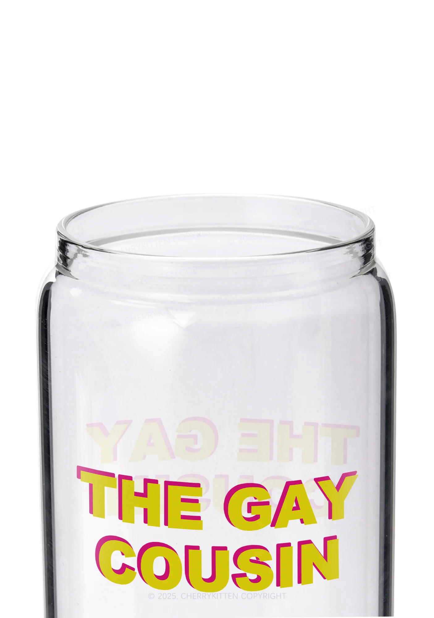 The Gay Cousin Pride Y2K Printed Glass Cup Cherrykitten - Image 2