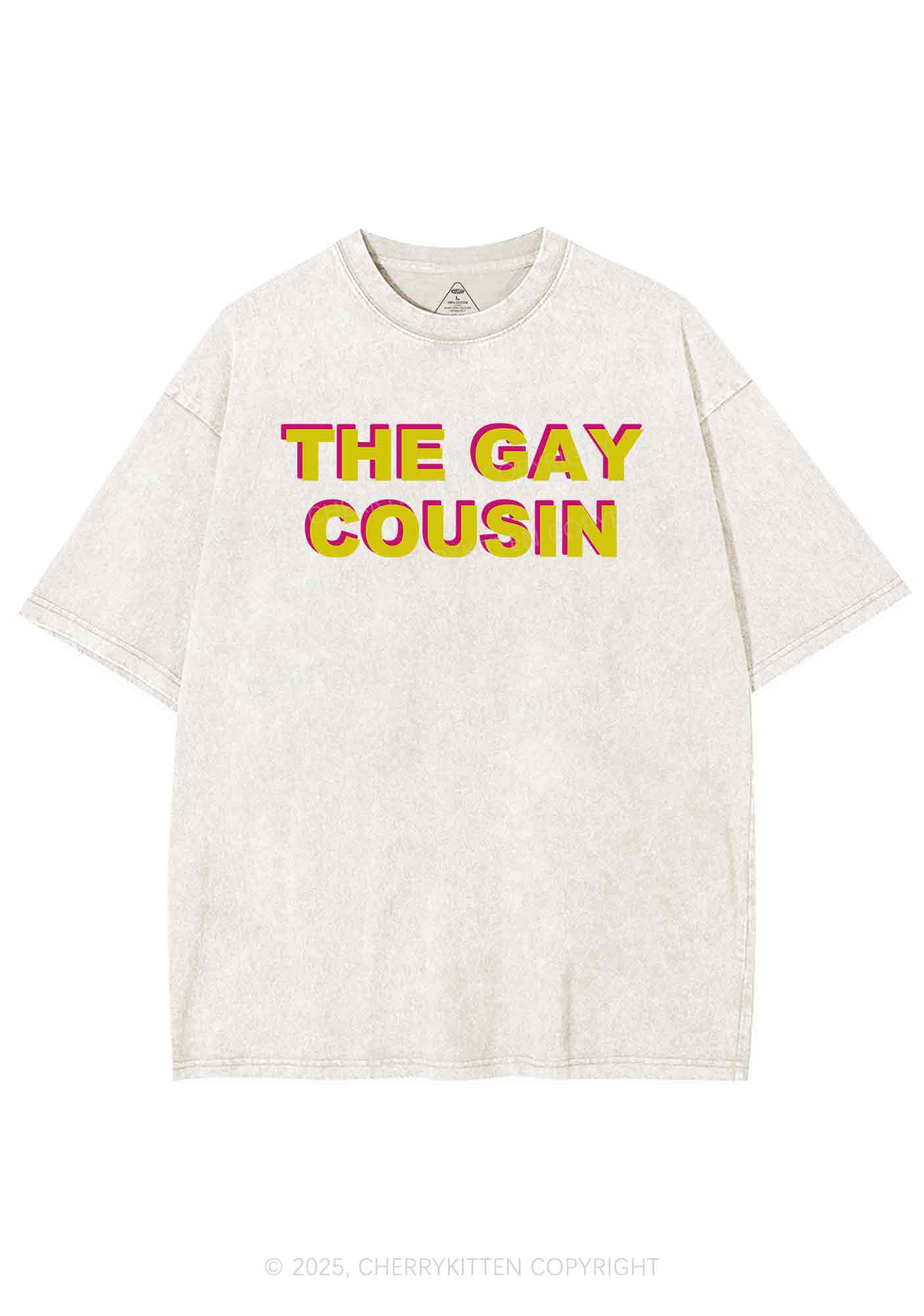 The Gay Cousin Pride Y2K Shirts Washed Tee Cherrykitten - Image 3