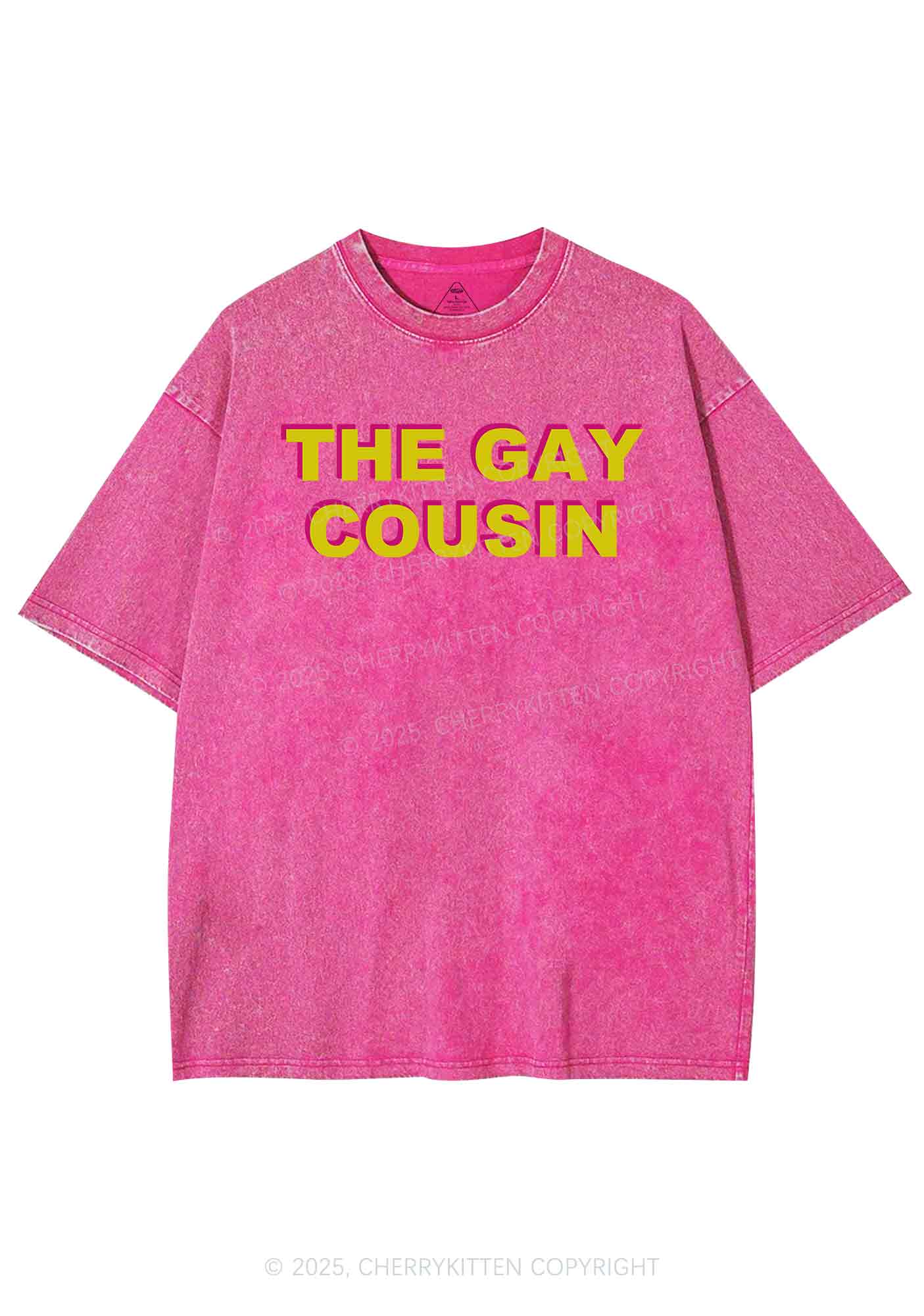 The Gay Cousin Pride Y2K Shirts Washed Tee Cherrykitten - Image 4