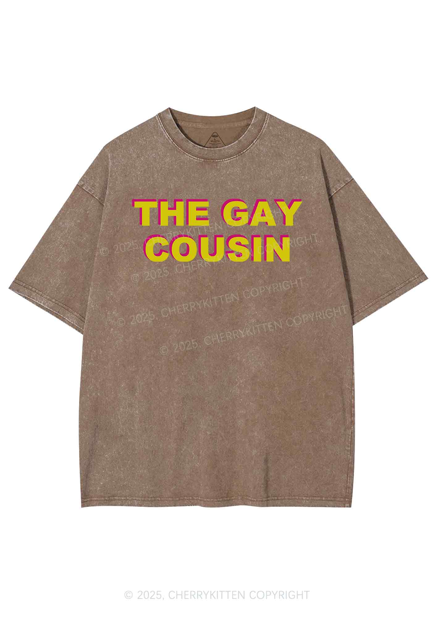 The Gay Cousin Pride Y2K Shirts Washed Tee Cherrykitten - Image 6