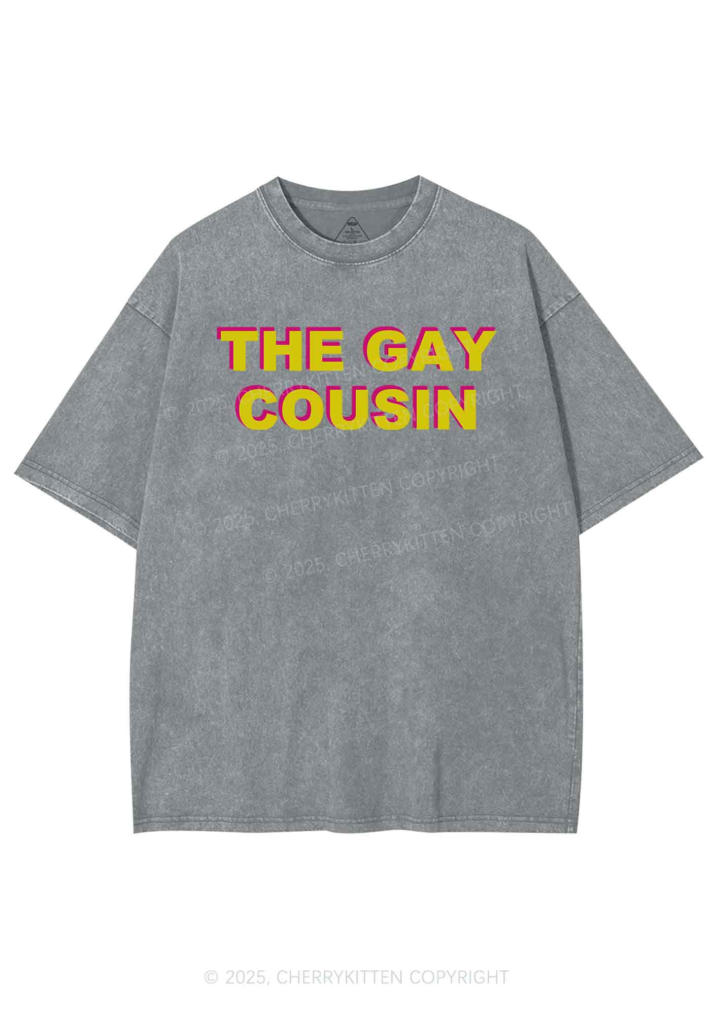 The Gay Cousin Pride Y2K Shirts Washed Tee Cherrykitten - Image 7