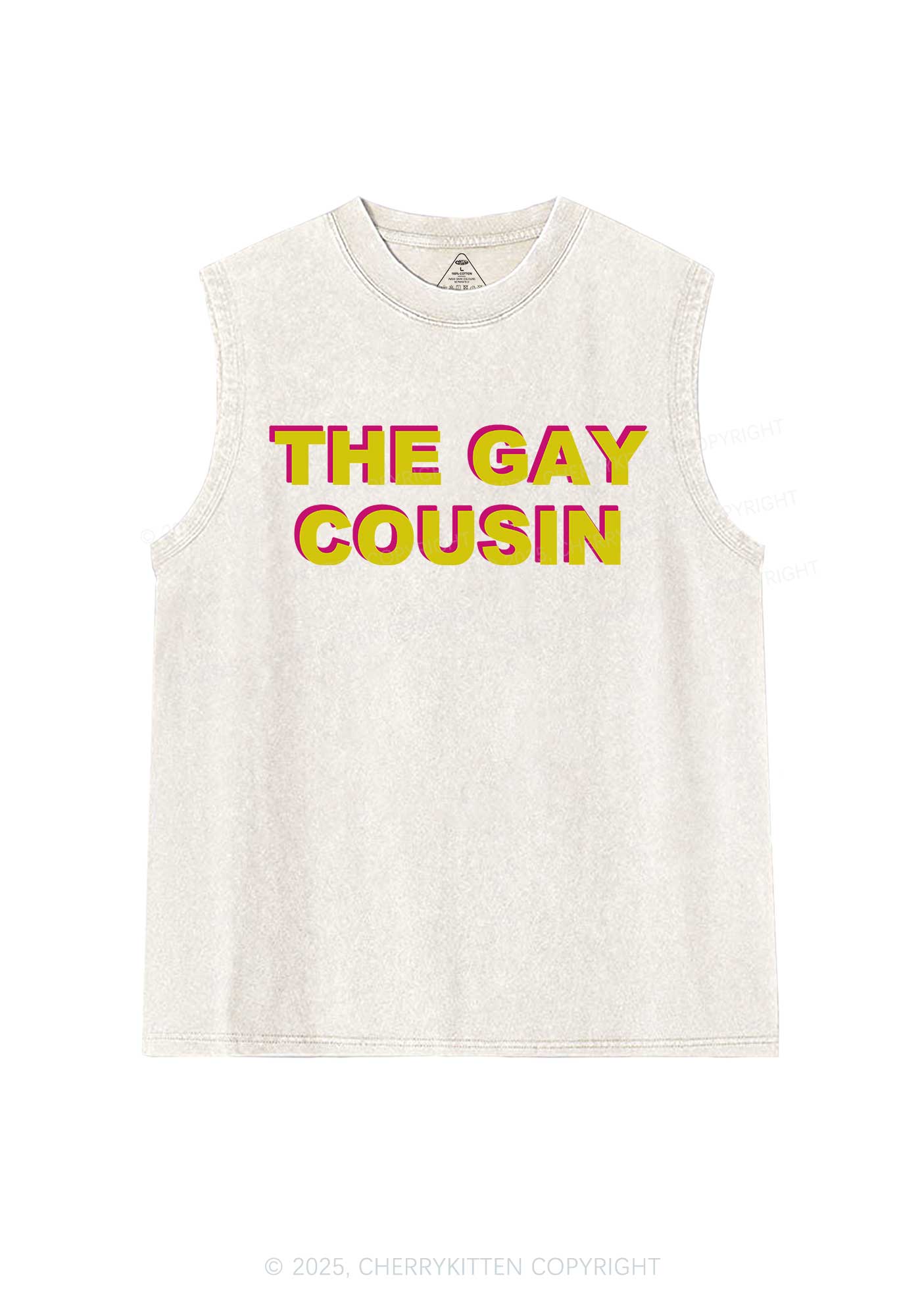 The Gay Cousin Pride Y2K Washed Muscle Tank Cherrykitten - Image 4