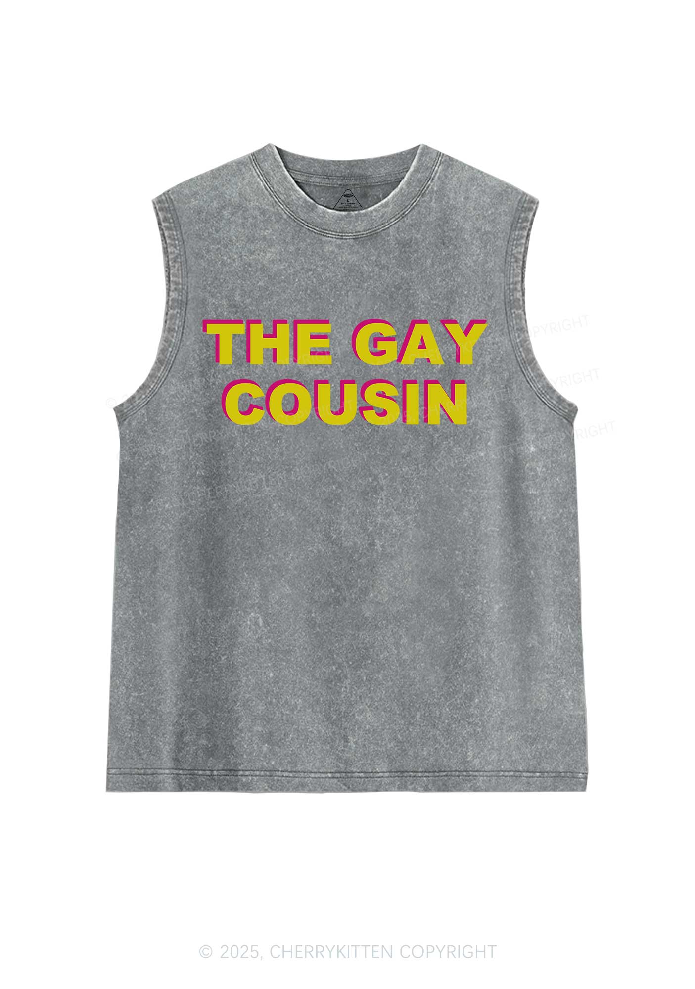 The Gay Cousin Pride Y2K Washed Muscle Tank Cherrykitten - Image 5