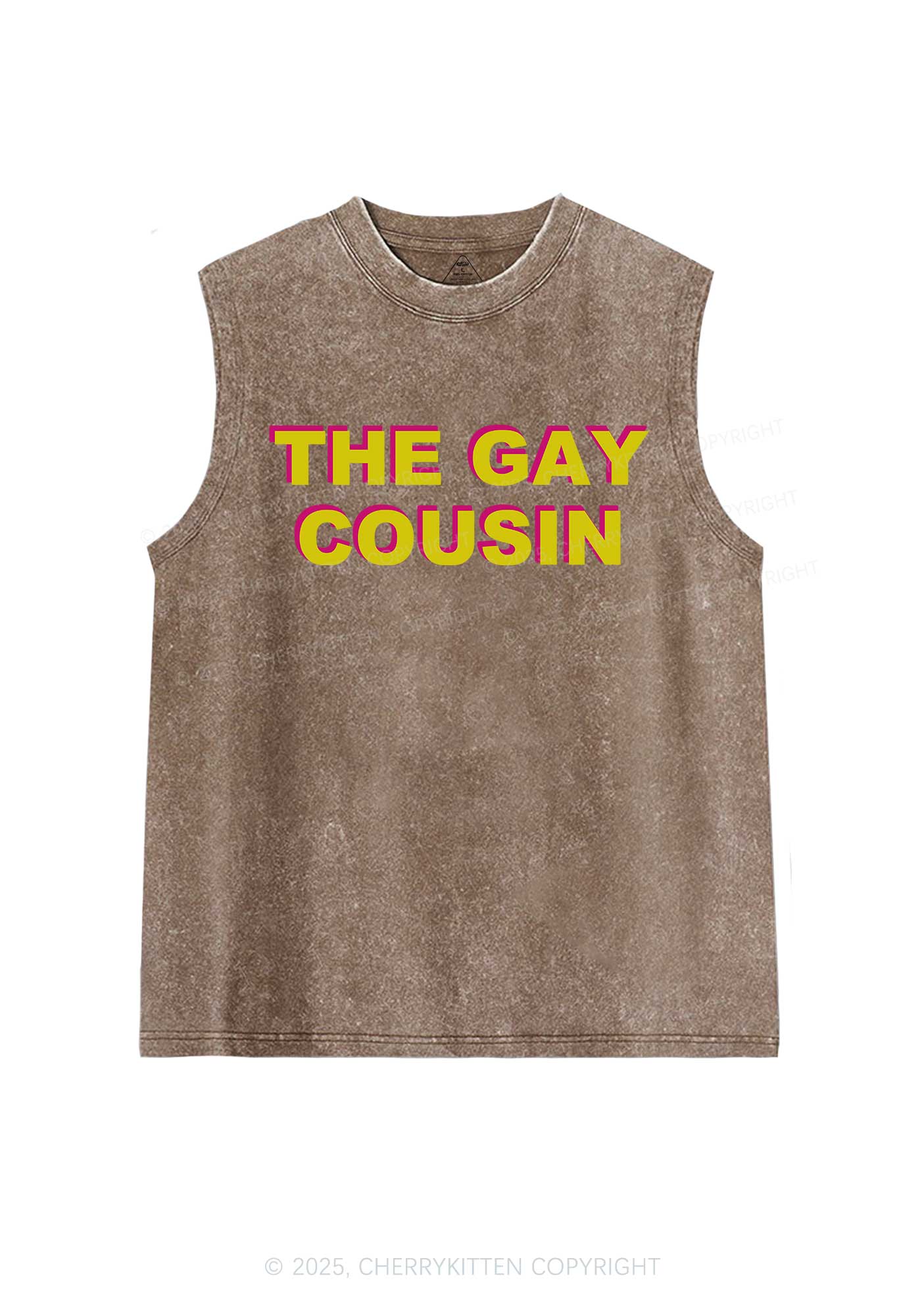 The Gay Cousin Pride Y2K Washed Muscle Tank Cherrykitten - Image 6