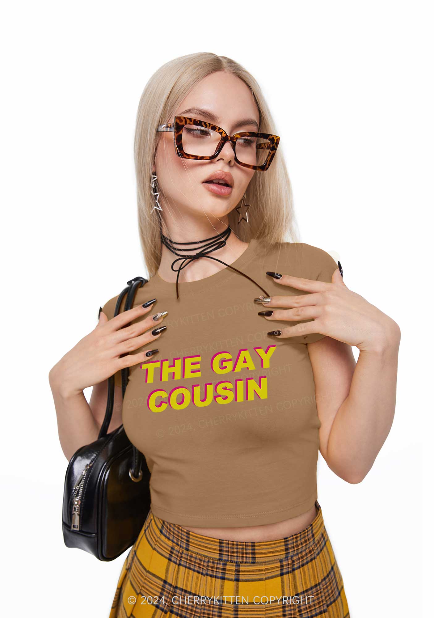 The Gay Cousin Y2K Baby Tee Cherrykitten - Image 3