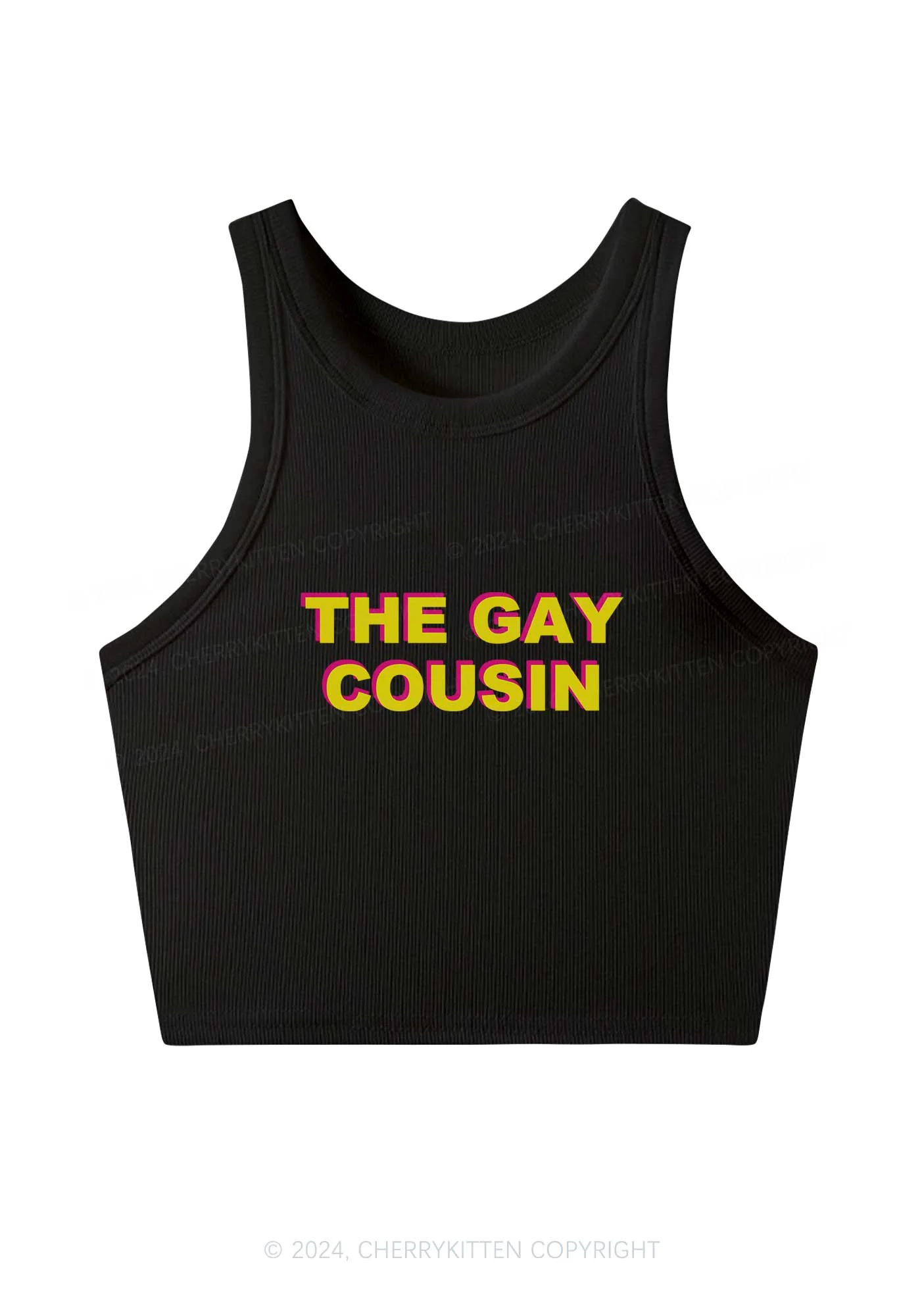 The Gay Cousin Y2K Crop Tank Top Cherrykitten - Image 2