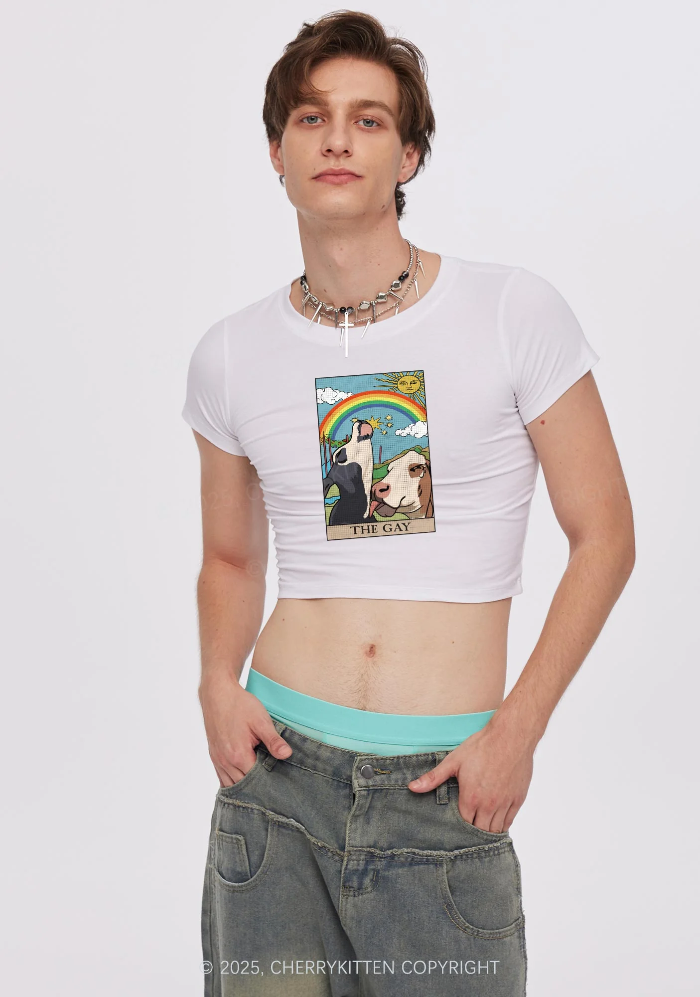 The Gay Pride Y2K Baby Tee Cherrykitten - Image 2