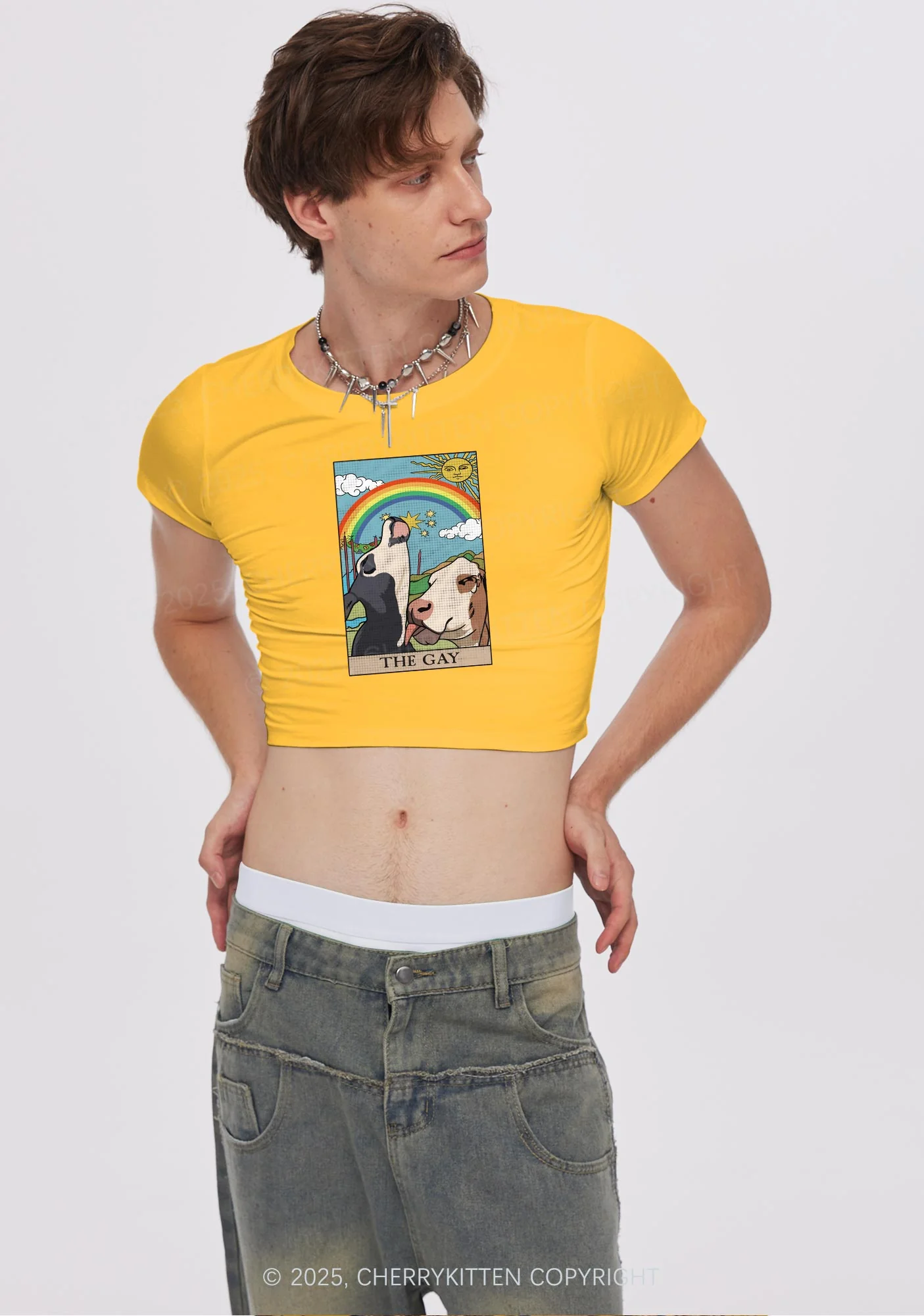 The Gay Pride Y2K Baby Tee Cherrykitten - Image 3