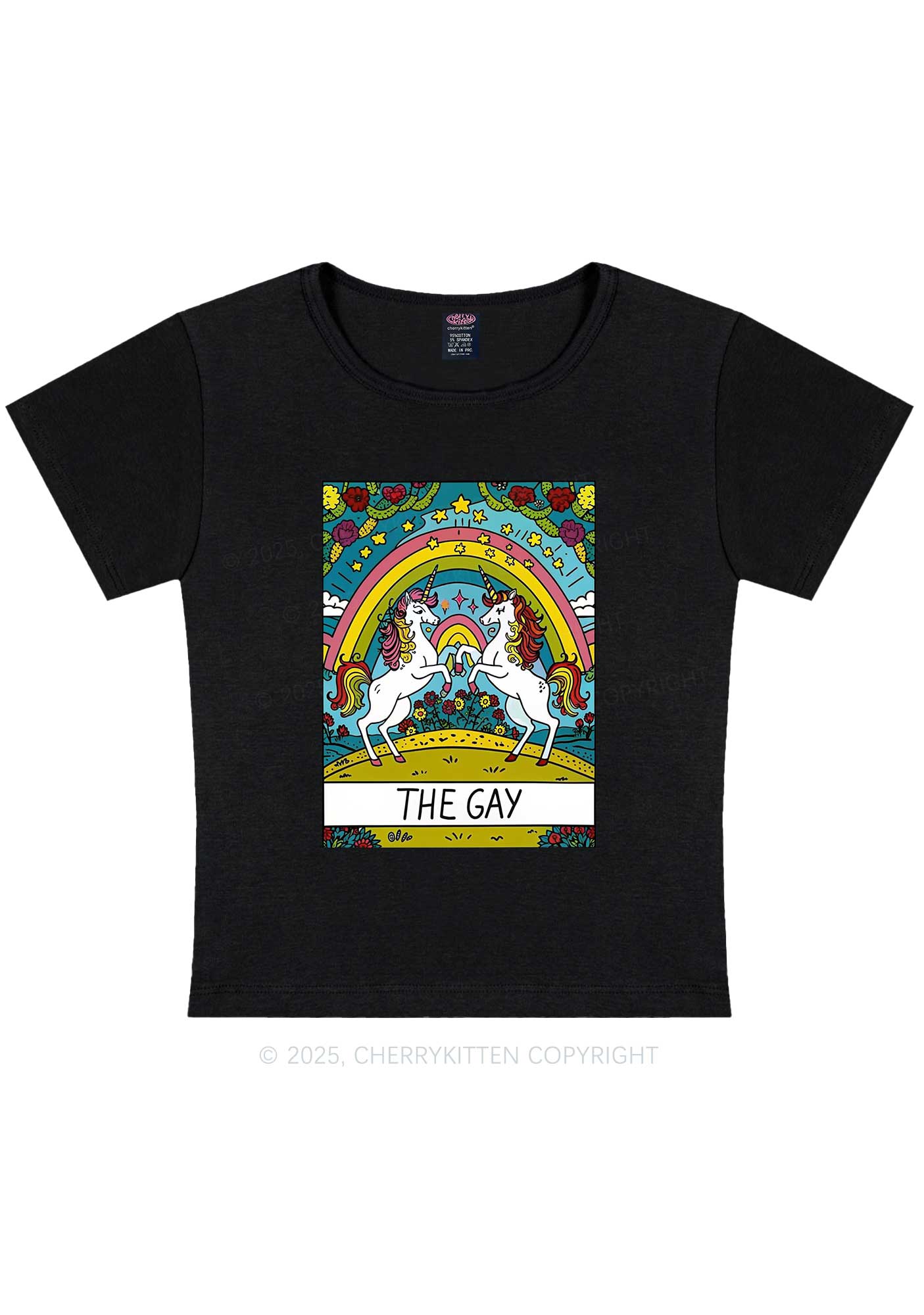 The Gay Unicorn Y2K Baby Tee Cherrykitten - Image 4