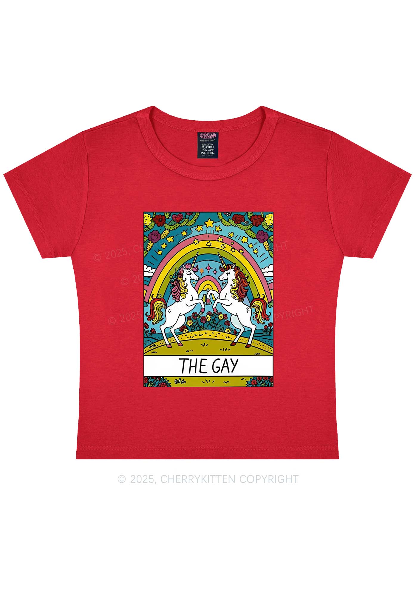 The Gay Unicorn Y2K Baby Tee Cherrykitten - Image 5