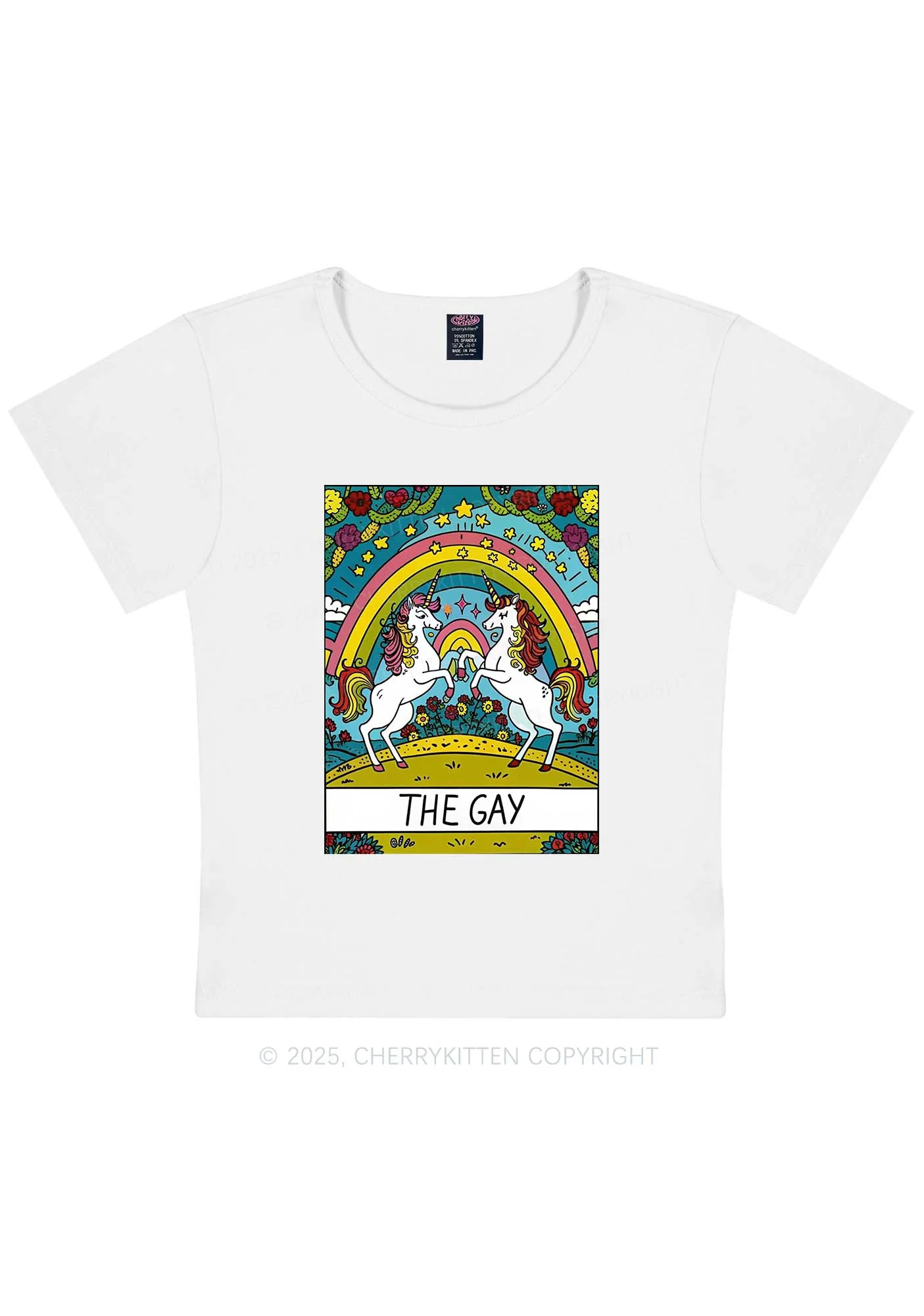 The Gay Unicorn Y2K Baby Tee Cherrykitten - Image 6