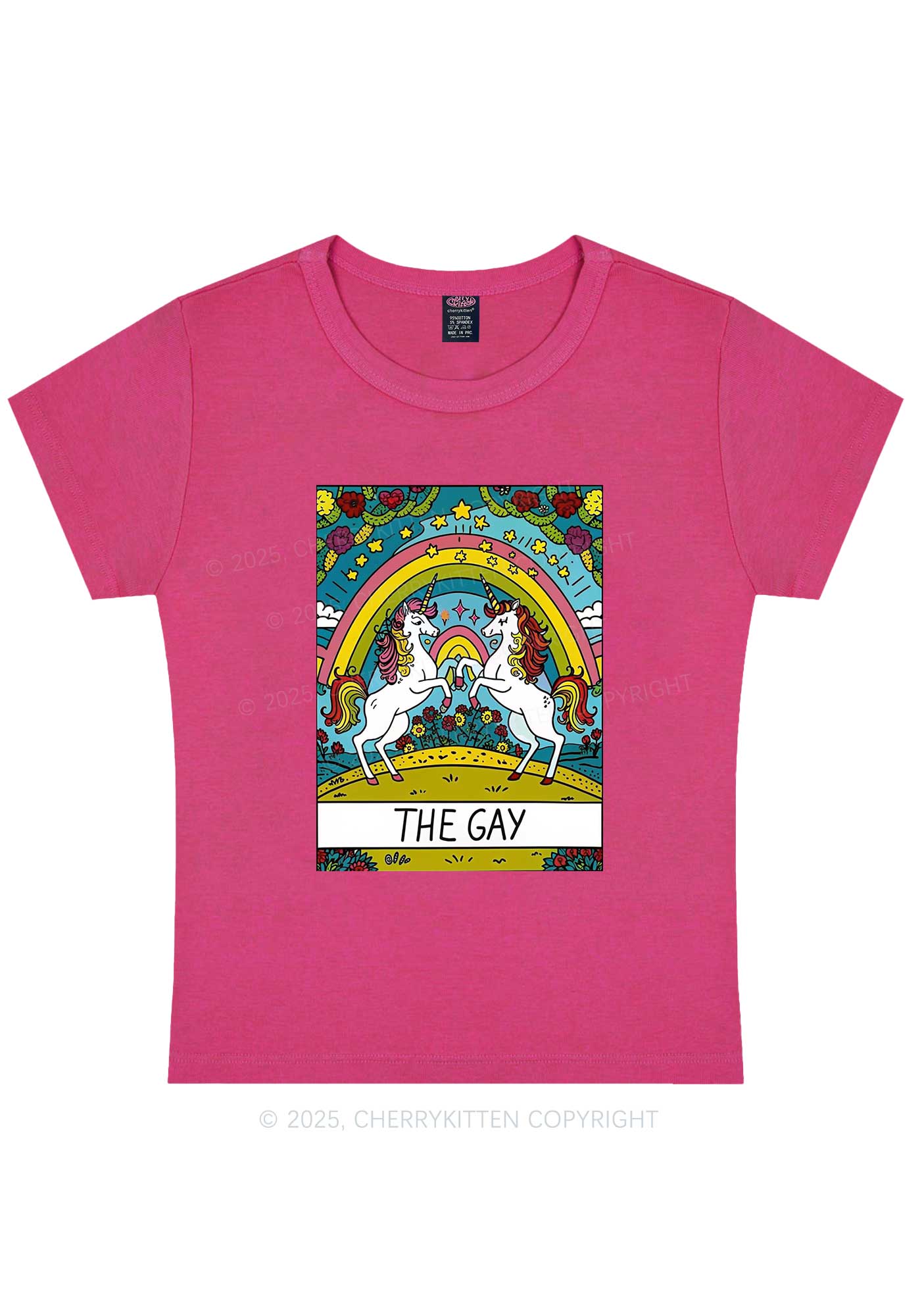 The Gay Unicorn Y2K Baby Tee Cherrykitten - Image 8