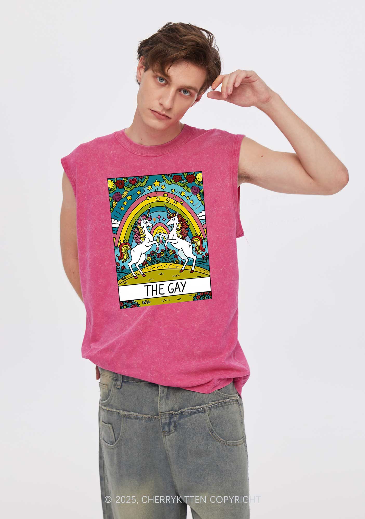 The Gay Unicorn Y2K Washed Tank Cherrykitten - Image 2