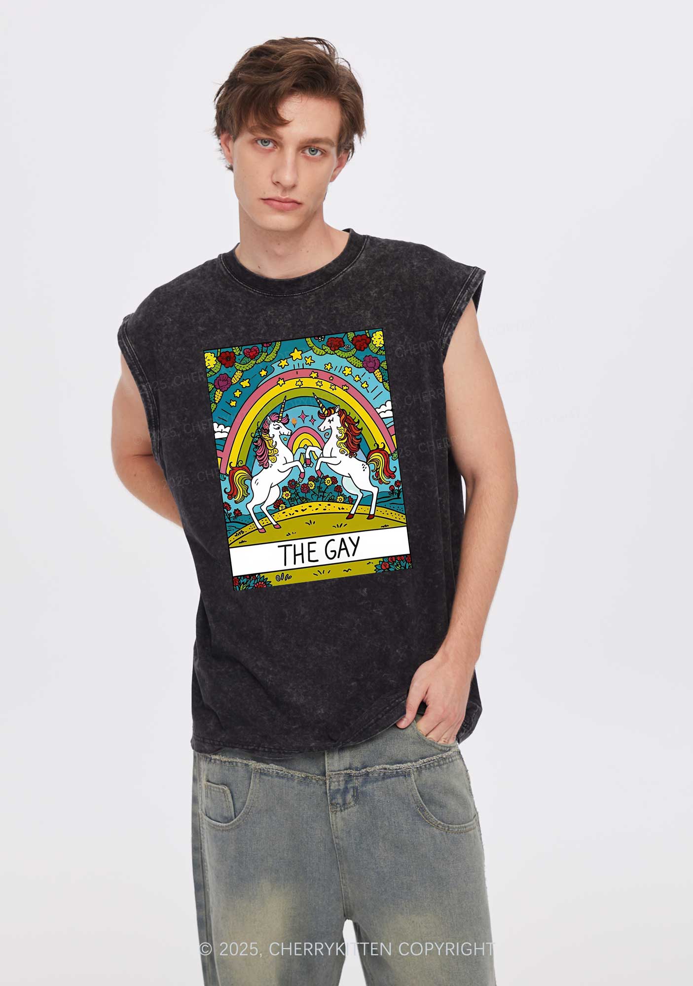 The Gay Unicorn Y2K Washed Tank Cherrykitten - Image 3