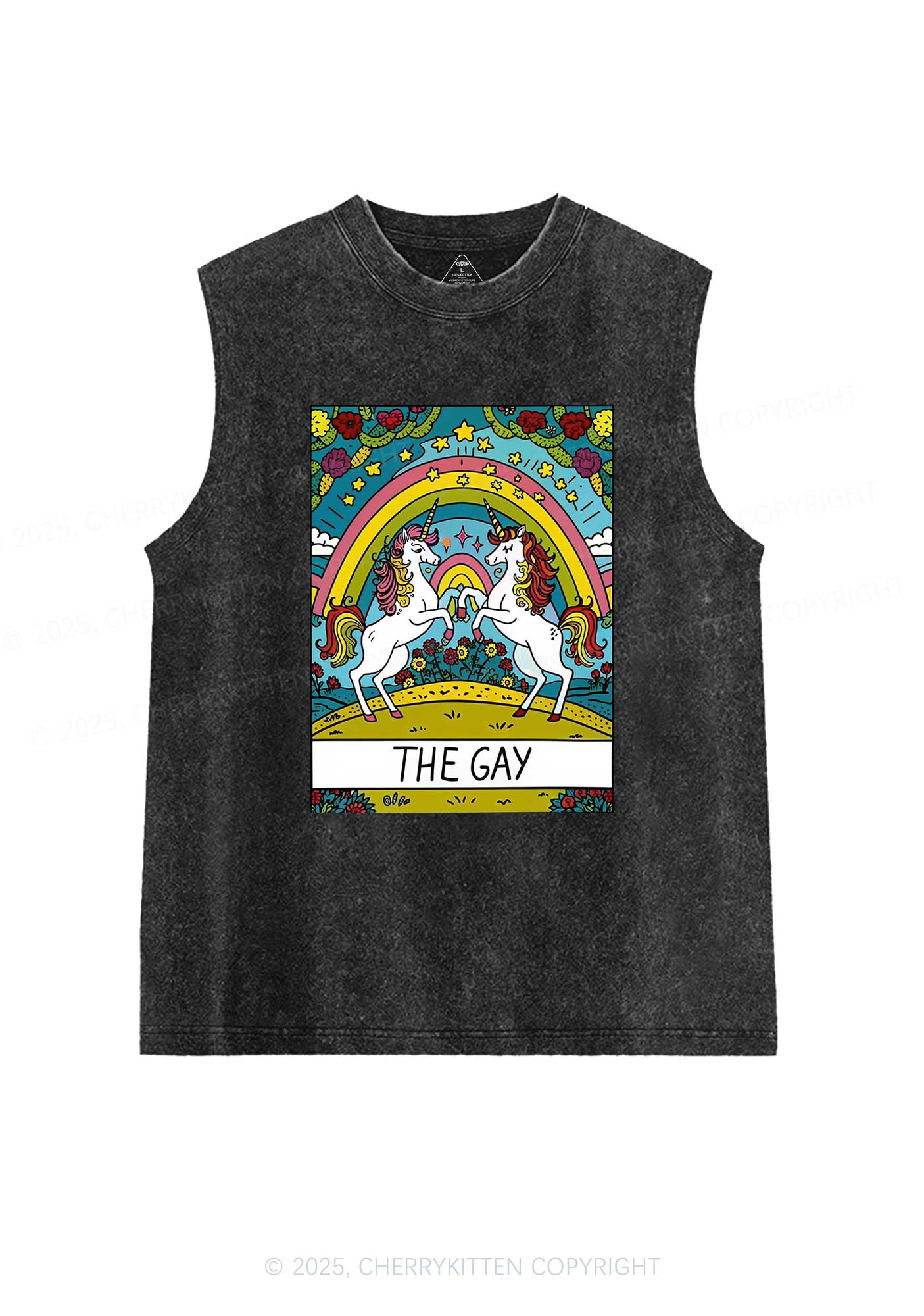 The Gay Unicorn Y2K Washed Tank Cherrykitten - Image 4