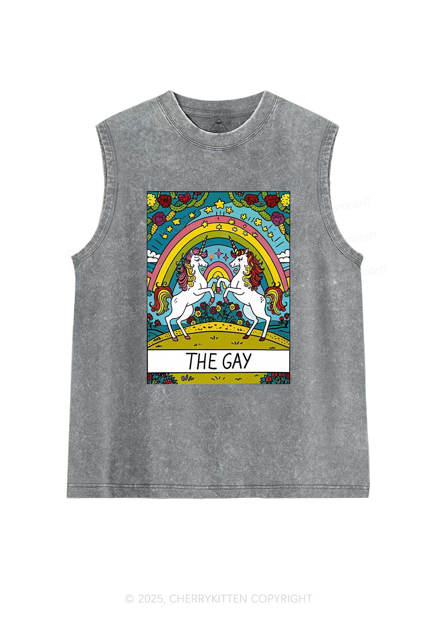 The Gay Unicorn Y2K Washed Tank Cherrykitten - Image 6