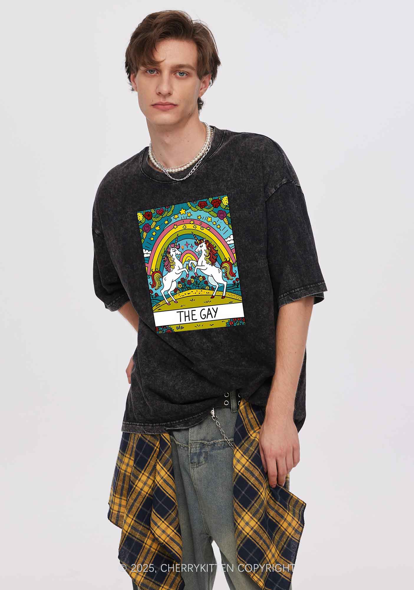 The Gay Unicorn Y2K Washed Tee Cherrykitten - Image 2