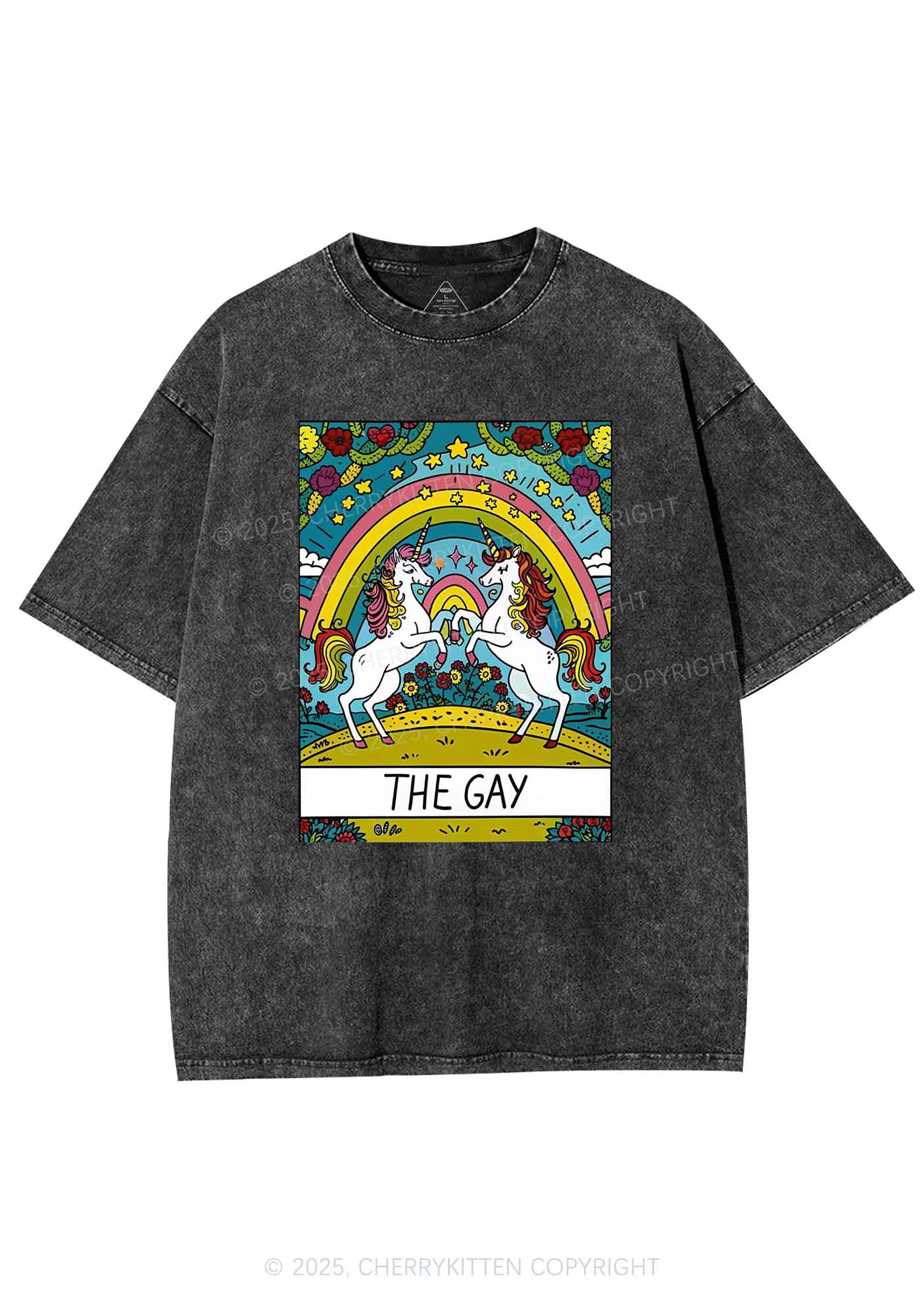 The Gay Unicorn Y2K Washed Tee Cherrykitten - Image 4