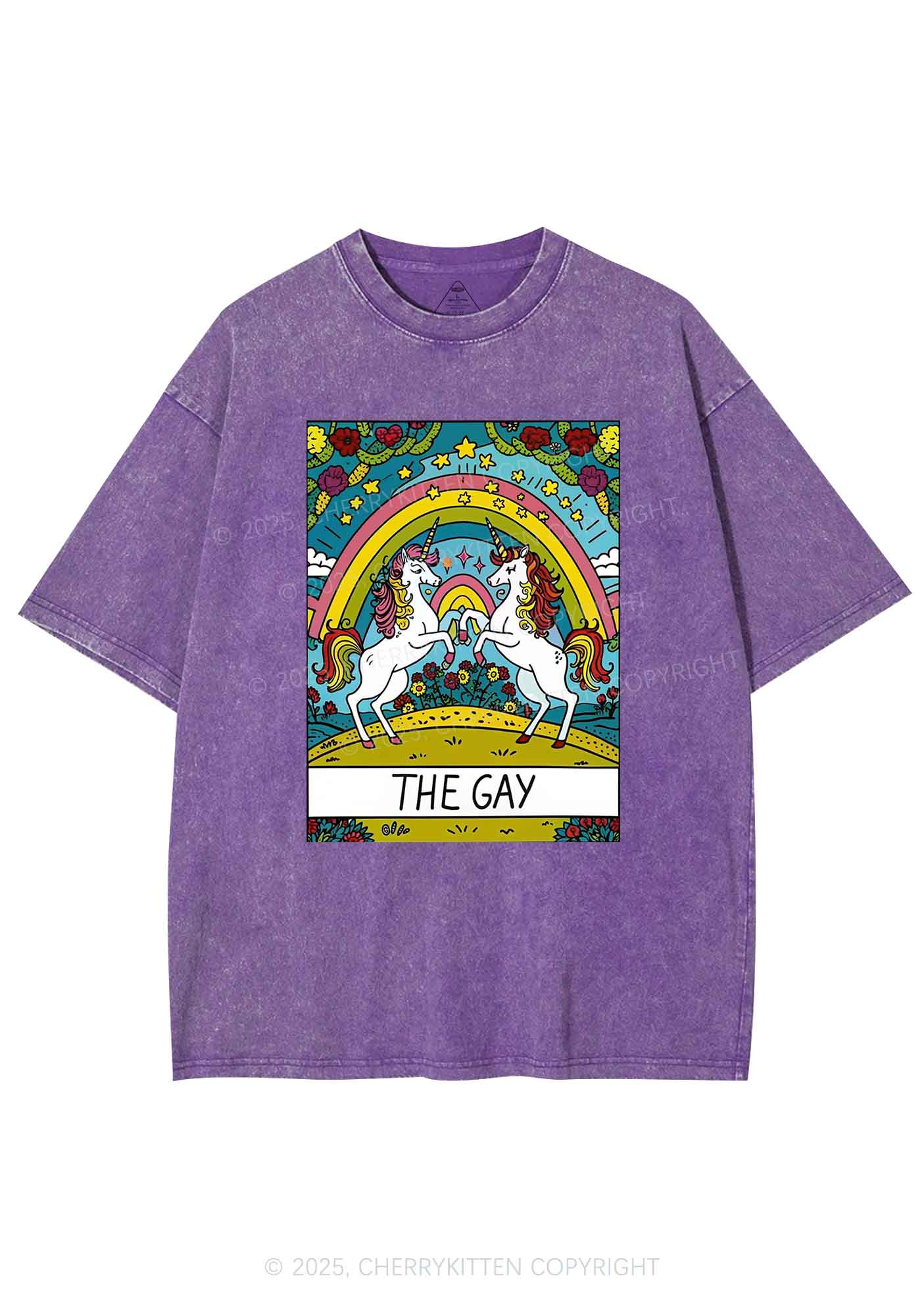 The Gay Unicorn Y2K Washed Tee Cherrykitten - Image 5