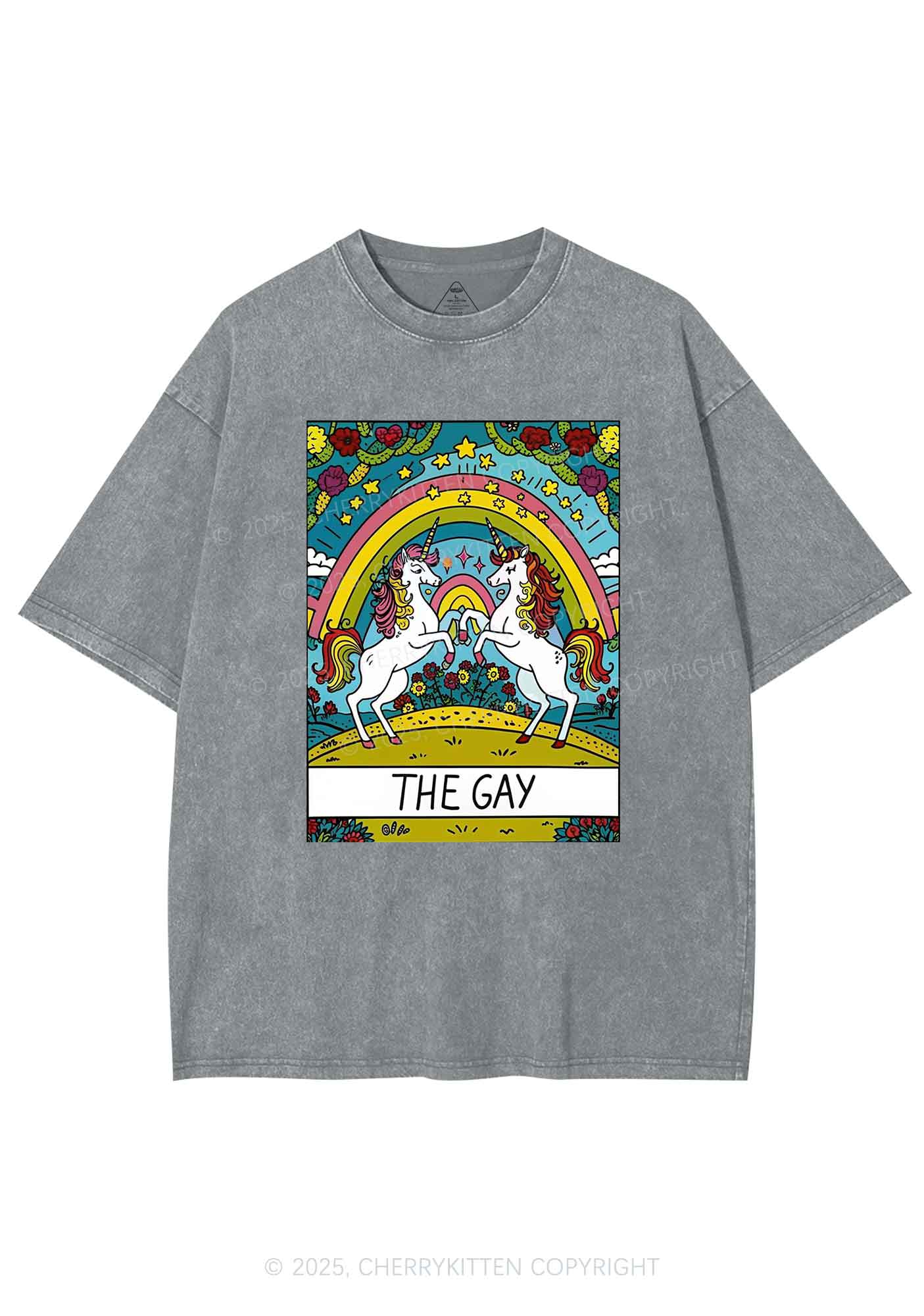 The Gay Unicorn Y2K Washed Tee Cherrykitten - Image 8
