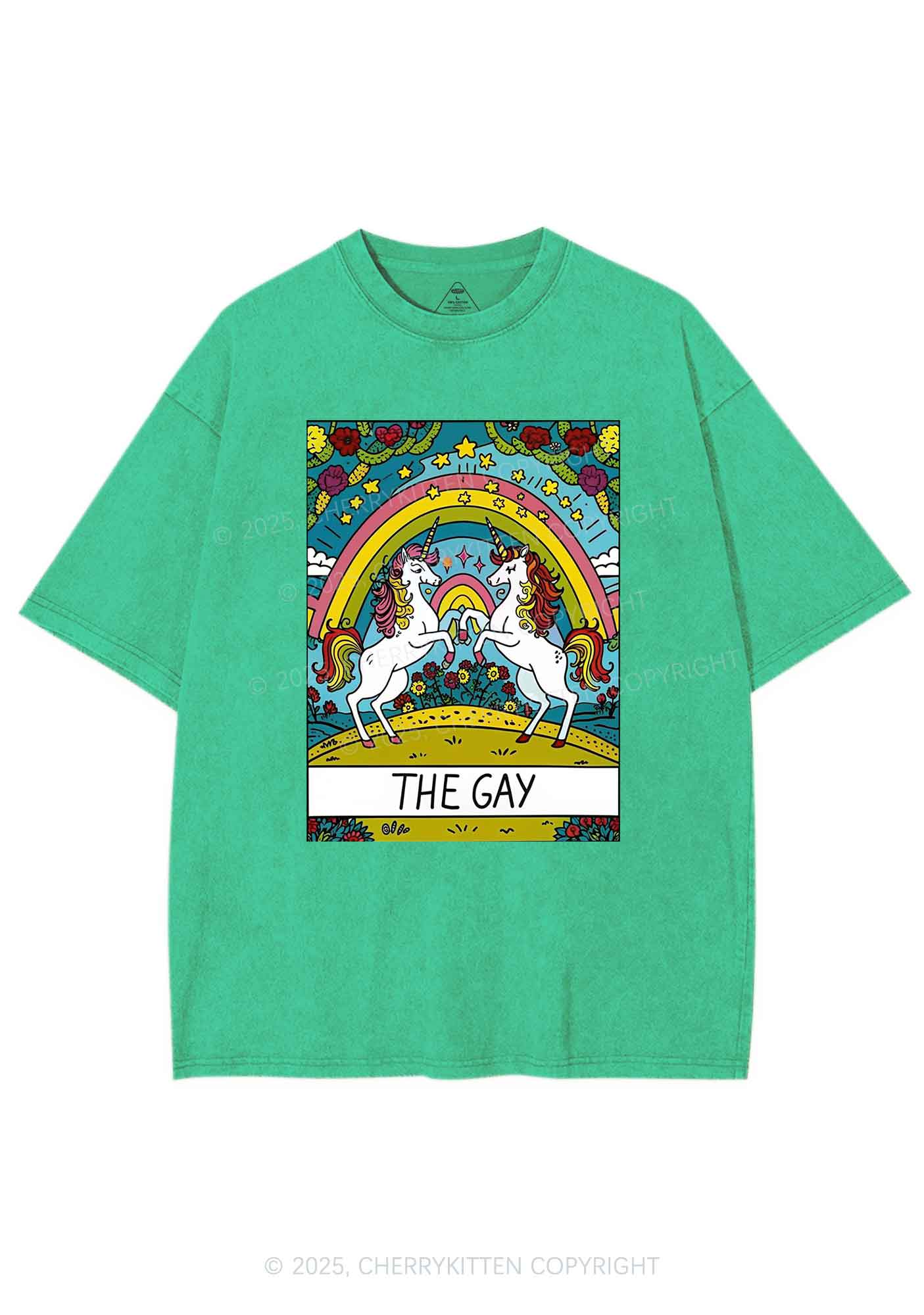 The Gay Unicorn Y2K Washed Tee Cherrykitten - Image 9