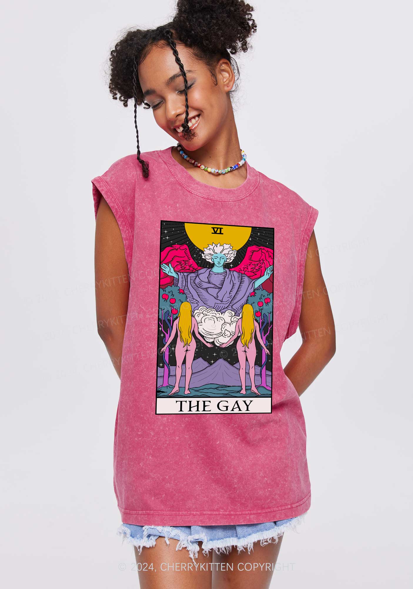 The Gay Witch Y2K Washed Tank Cherrykitten - Image 2
