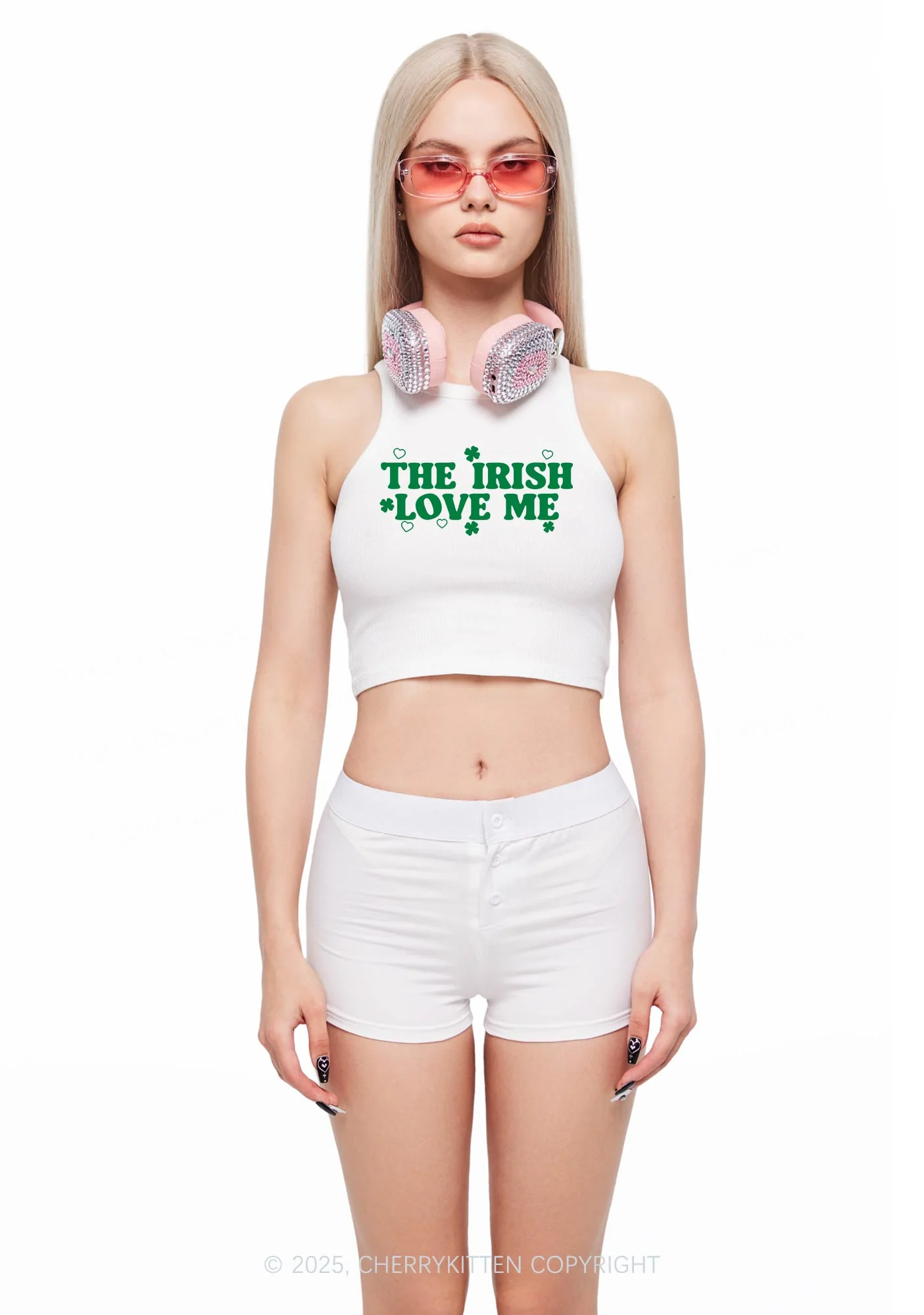 The Irish Love Me St Patricks Y2K Crop Tank Top Cherrykitten - Image 3