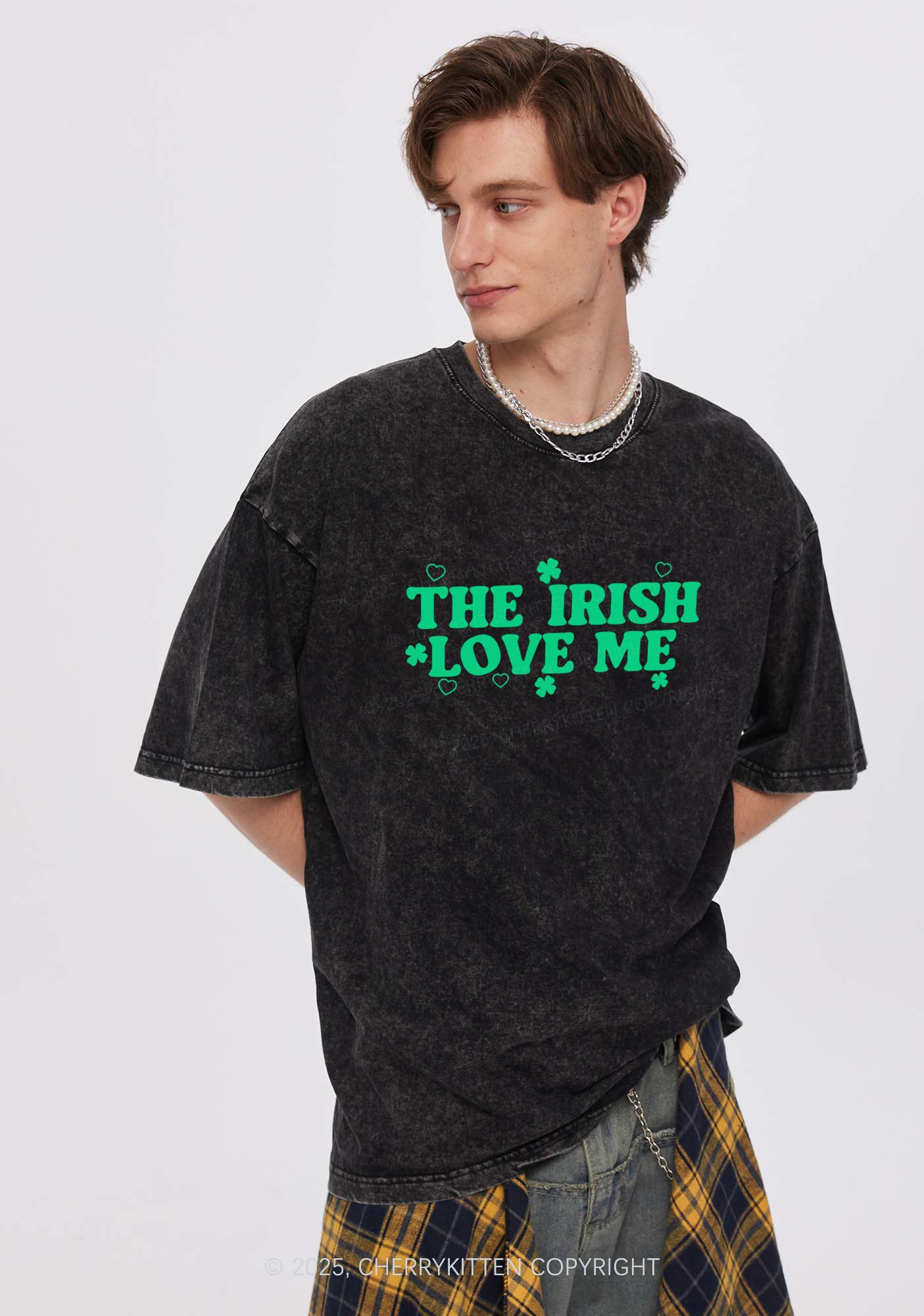 The Irish Love Me St Patricks Y2K Washed Tee Cherrykitten - Image 2