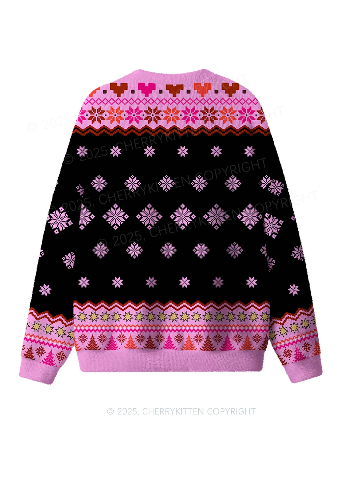 The Lesbian Lovers Pride Y2K Christmas Knit Sweatshirt Cherrykitten - Image 2
