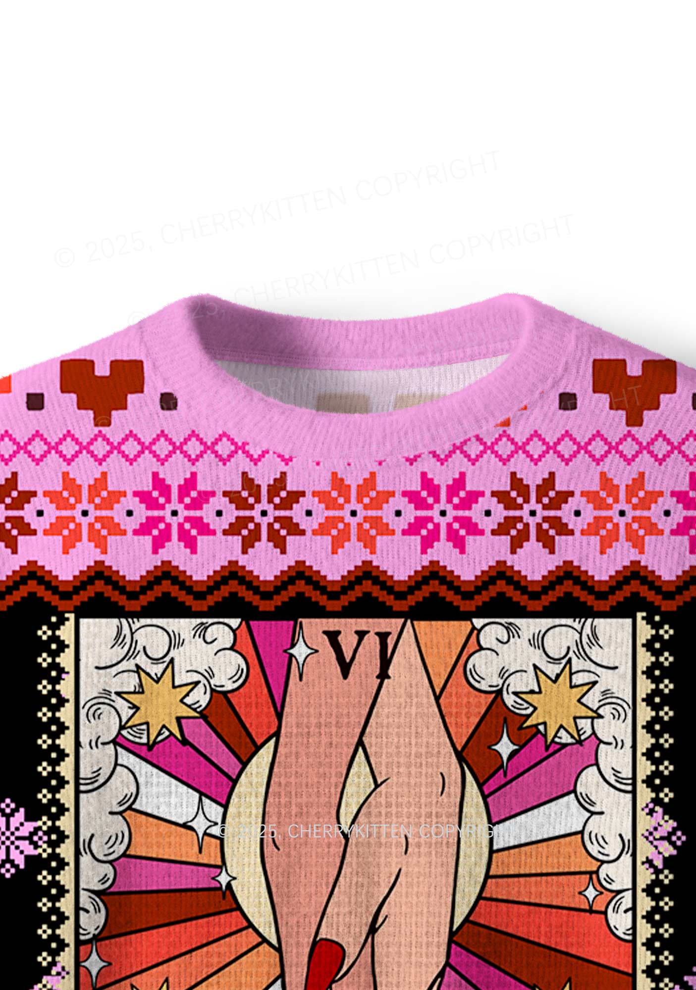 The Lesbian Lovers Pride Y2K Christmas Knit Sweatshirt Cherrykitten - Image 5