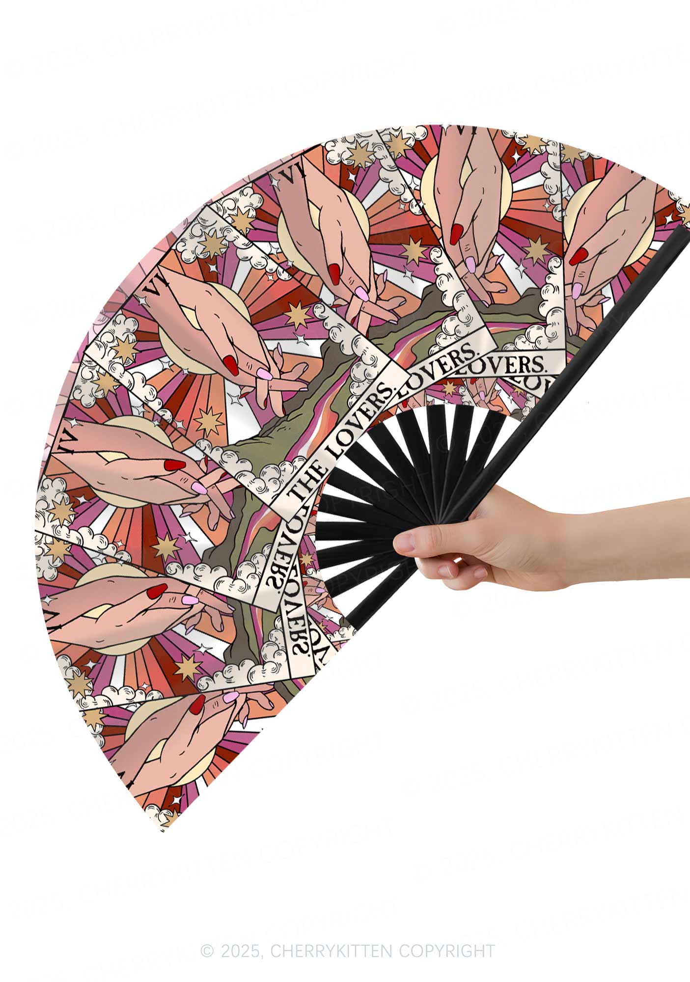 The Lesbian Lovers Pride Y2K Rave Hand Fan Cherrykitten - Image 2
