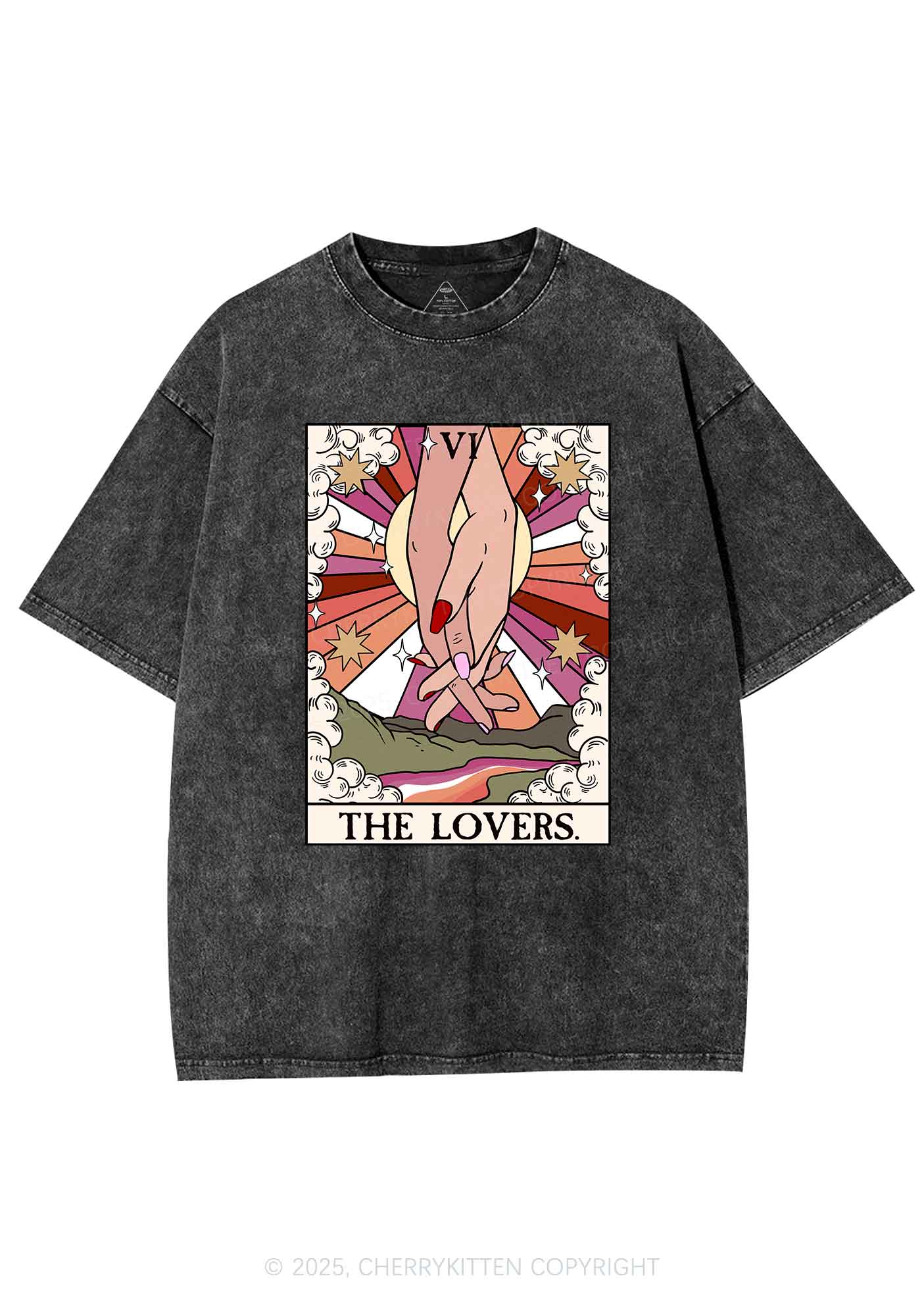 The Lesbian Lovers Y2K Shirts Washed Tee Cherrykitten - Image 3