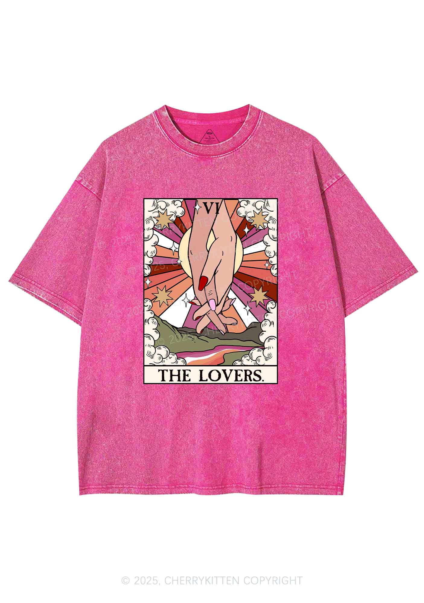 The Lesbian Lovers Y2K Shirts Washed Tee Cherrykitten - Image 4