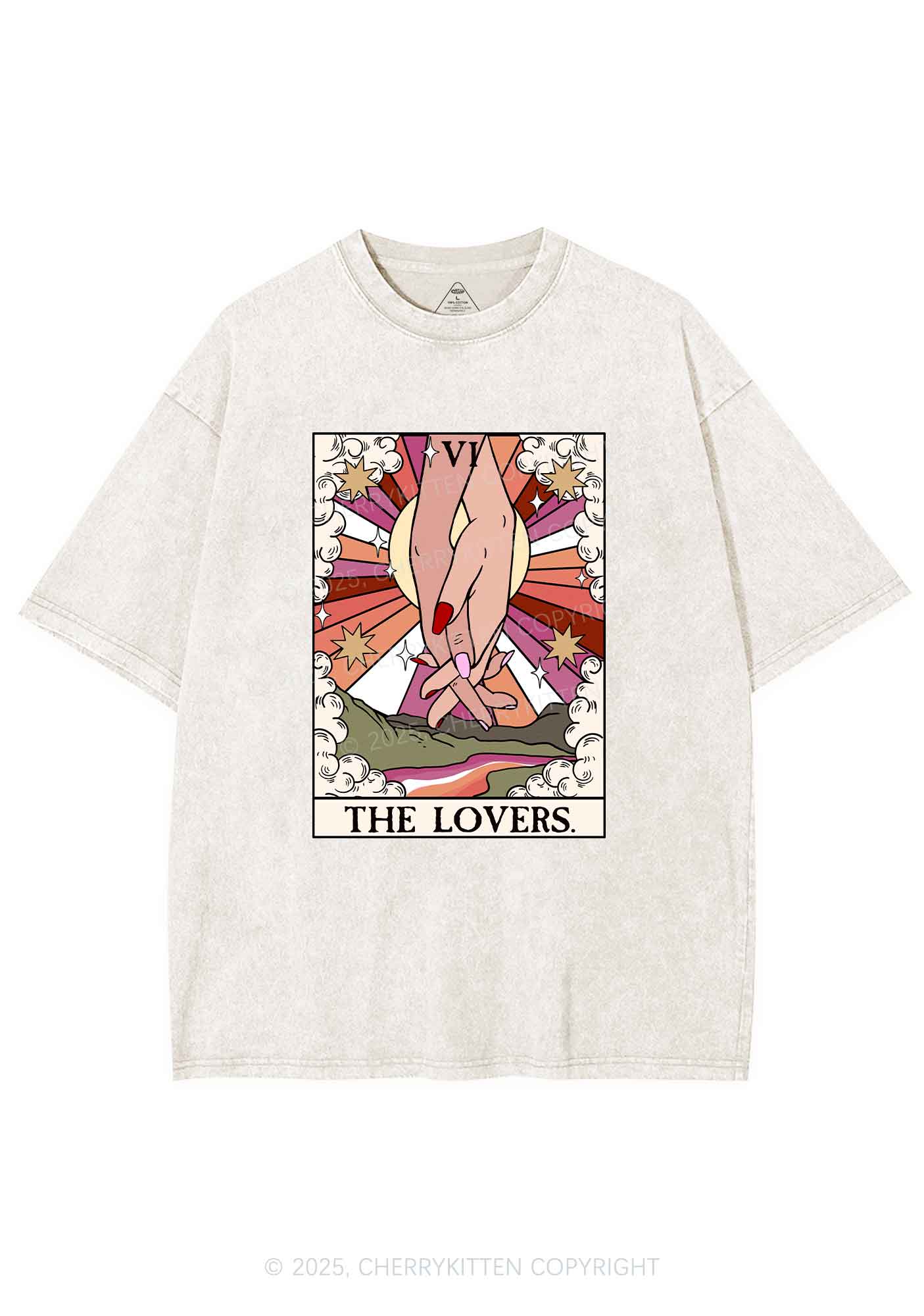 The Lesbian Lovers Y2K Shirts Washed Tee Cherrykitten - Image 5