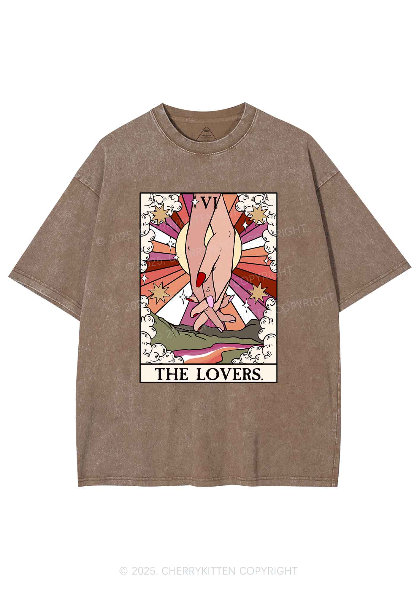 The Lesbian Lovers Y2K Shirts Washed Tee Cherrykitten - Image 7