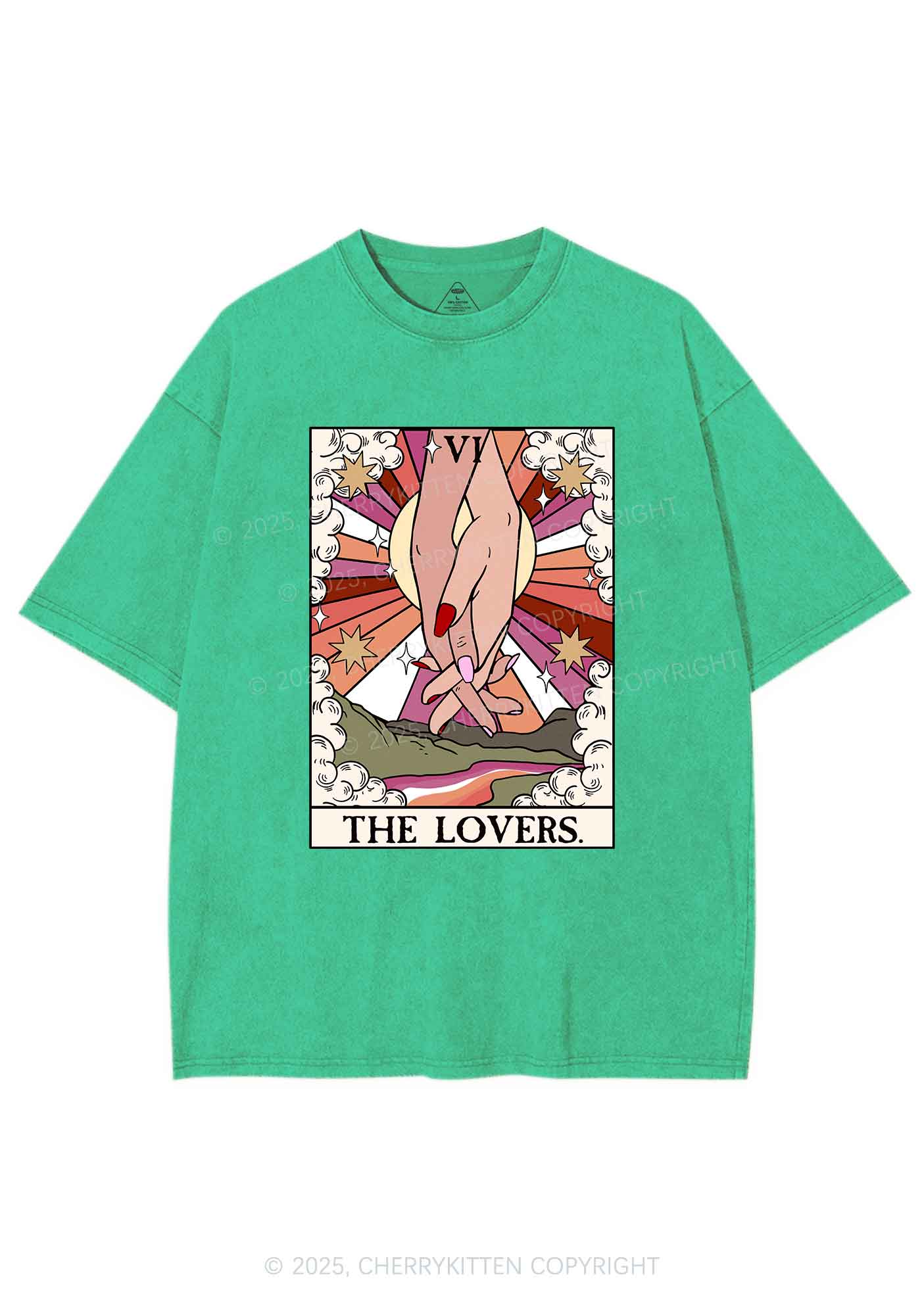 The Lesbian Lovers Y2K Shirts Washed Tee Cherrykitten - Image 8