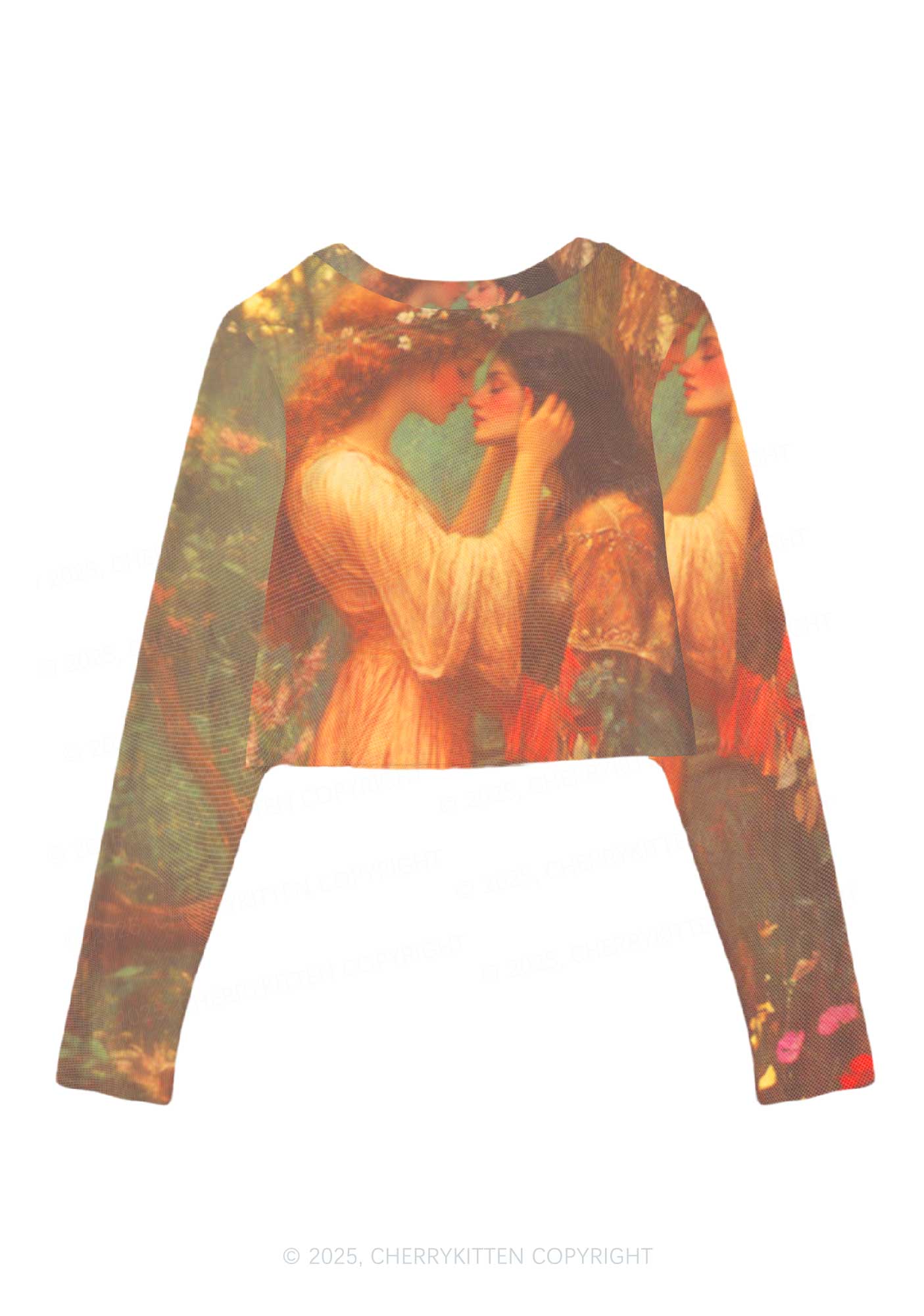 The Lesbians Pride Y2K Mesh Long Sleeve Crop Top Cherrykitten - Image 3