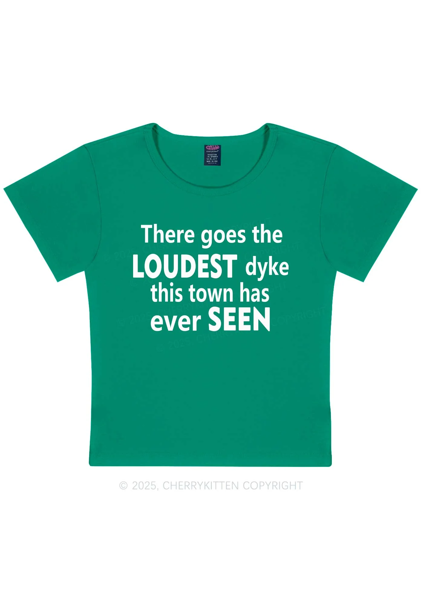 The Loudest Dyke Y2K Baby Tee Cherrykitten - Image 11