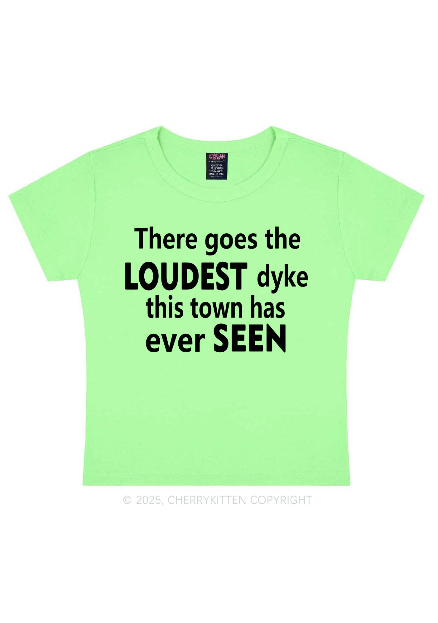 The Loudest Dyke Y2K Baby Tee Cherrykitten - Image 12
